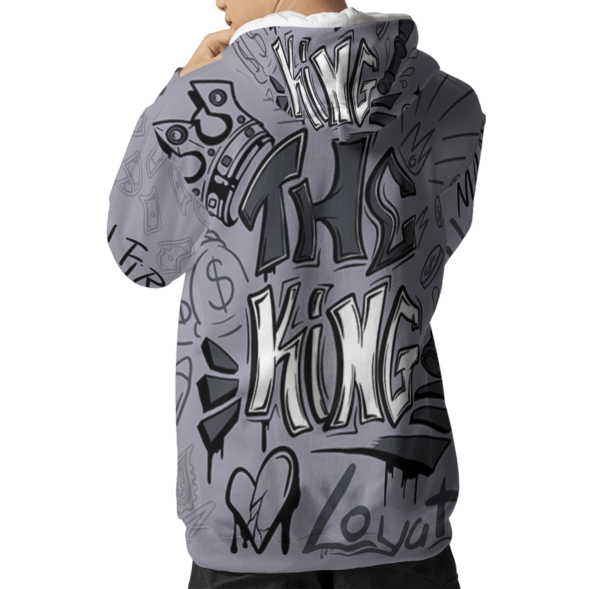 Stealth 14s Hoodie Match The King 3D All-Over Print Graffiti - NastyJamz