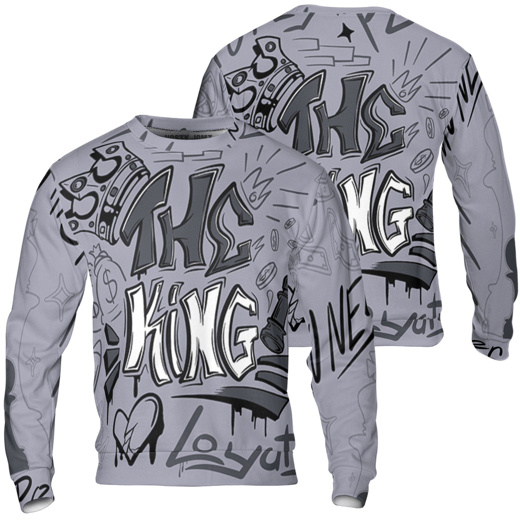 Stealth 14s Sweatshirt Match The King 3D All-Over Print Graffiti - NastyJamz