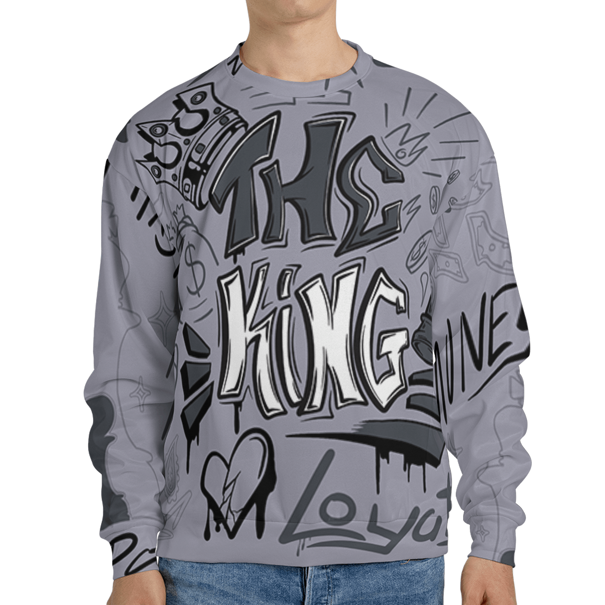 Stealth 14s Sweatshirt Match The King 3D All-Over Print Graffiti - NastyJamz