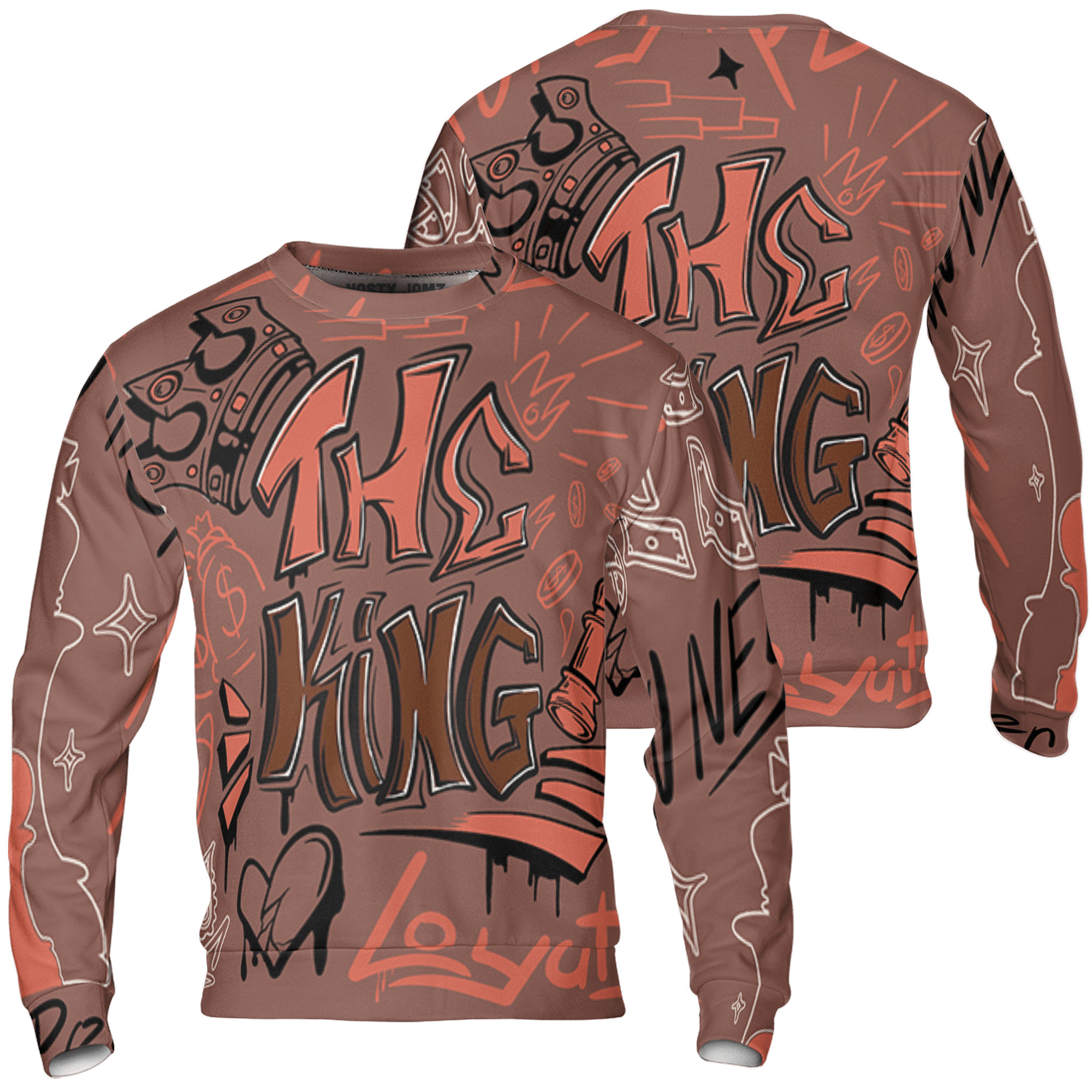 High OG Dusted Clay 1s Sweatshirt Match The King 3D All-Over Print Graffiti - NastyJamz