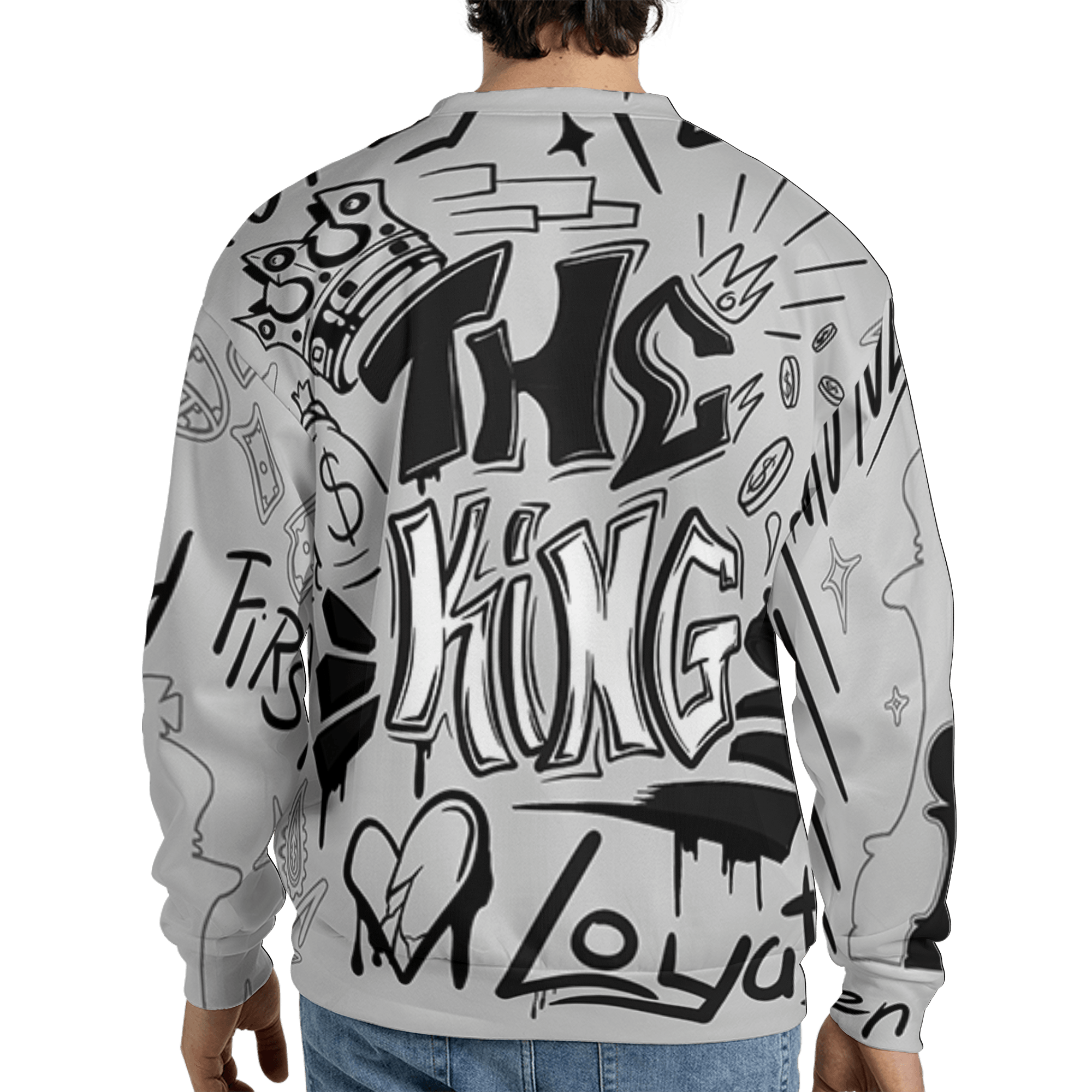 Retro High OG Black White 1s Sweatshirt Match The King 3D All-Over Print Graffiti - NastyJamz