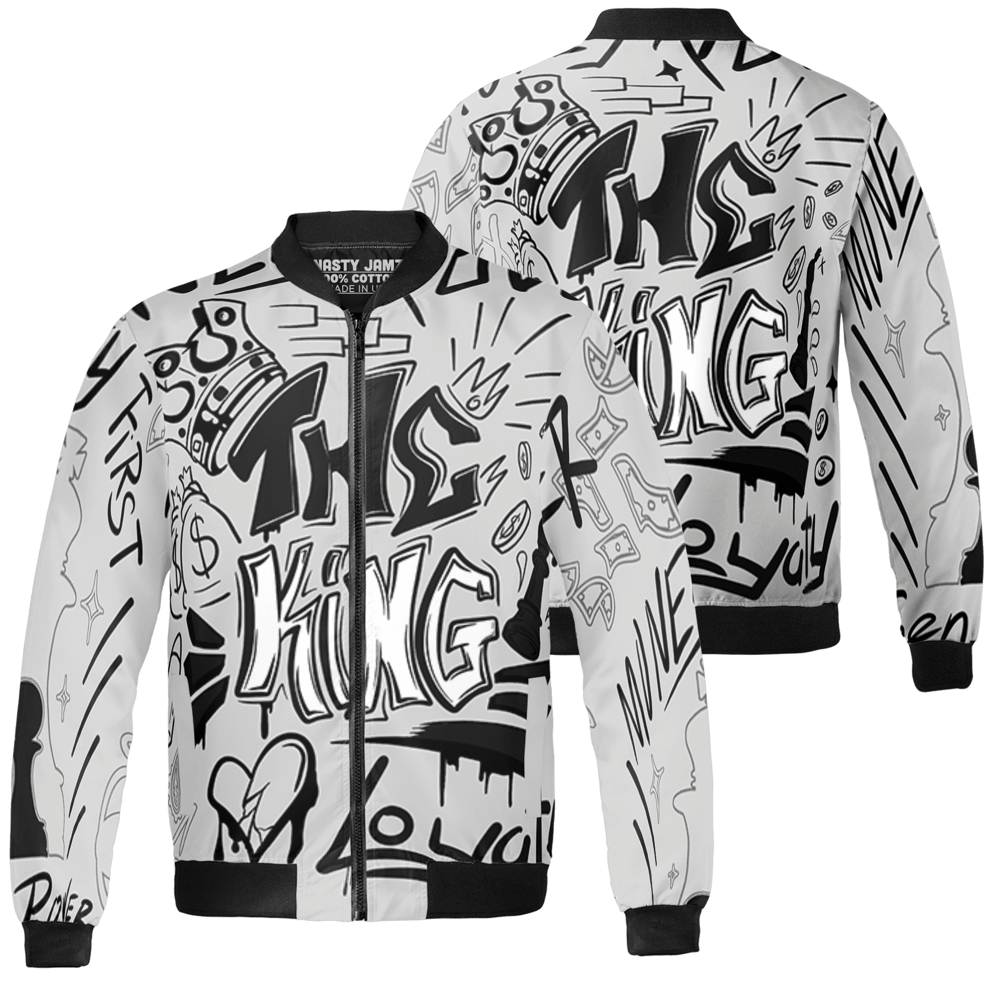 Retro High OG Black White 1s Jacket Match The King 3D All-Over Print Graffiti - NastyJamz