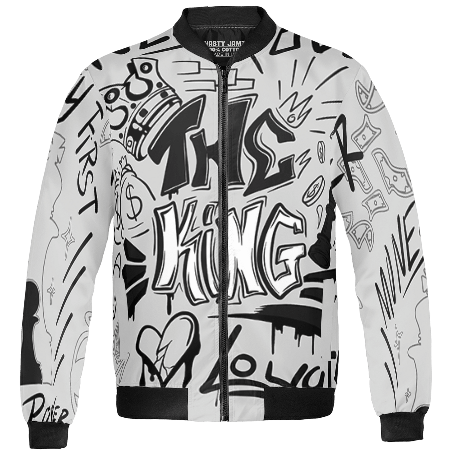Retro High OG Black White 1s Jacket Match The King 3D All-Over Print Graffiti - NastyJamz