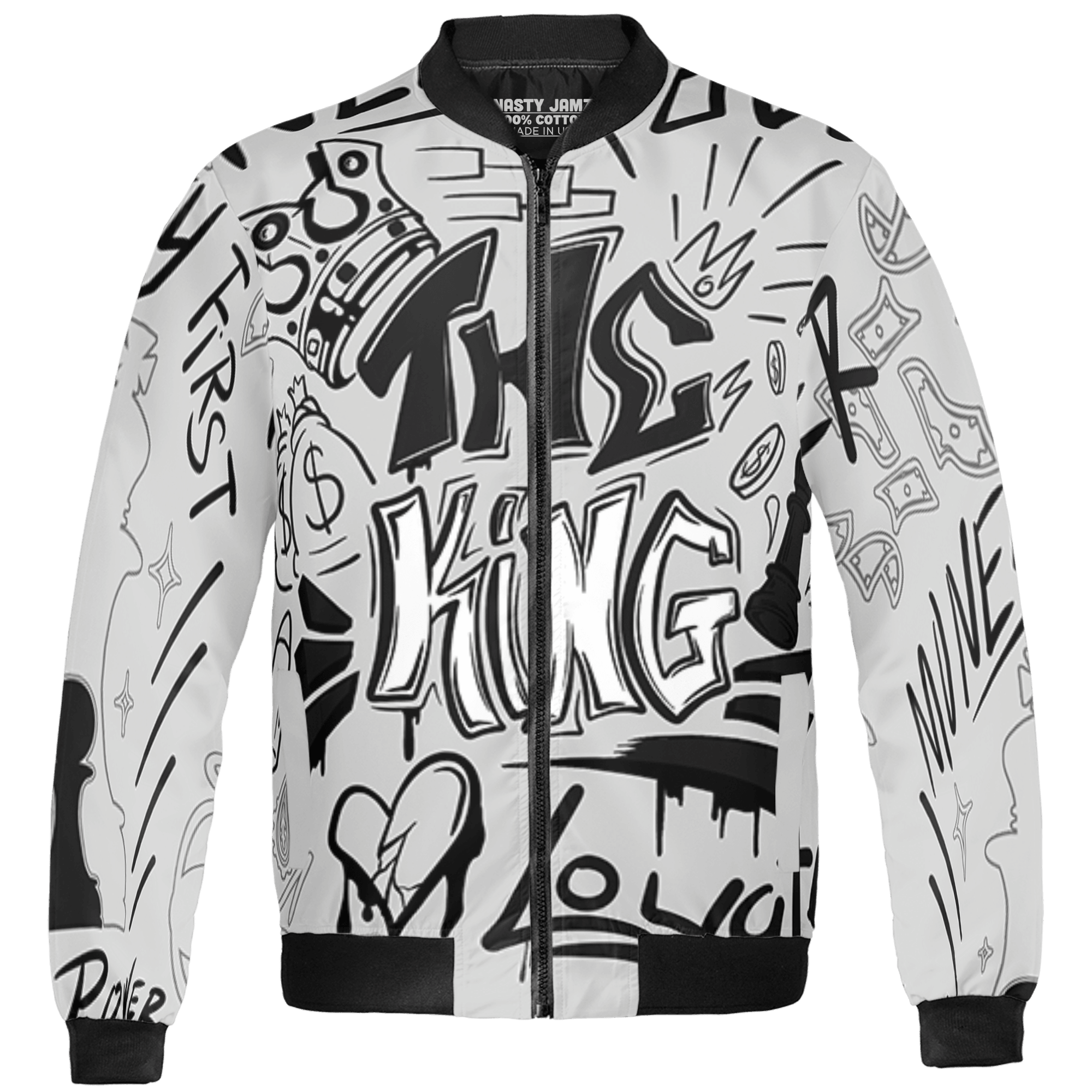 Retro High OG Black White 1s Jacket Match The King 3D All-Over Print Graffiti - NastyJamz