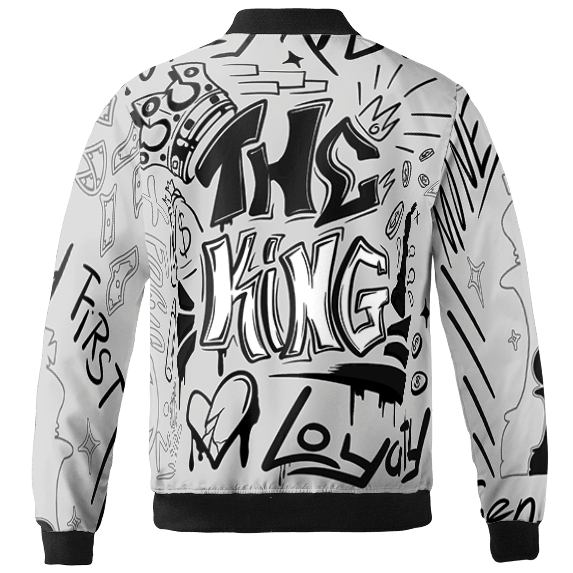Retro High OG Black White 1s Jacket Match The King 3D All-Over Print Graffiti - NastyJamz