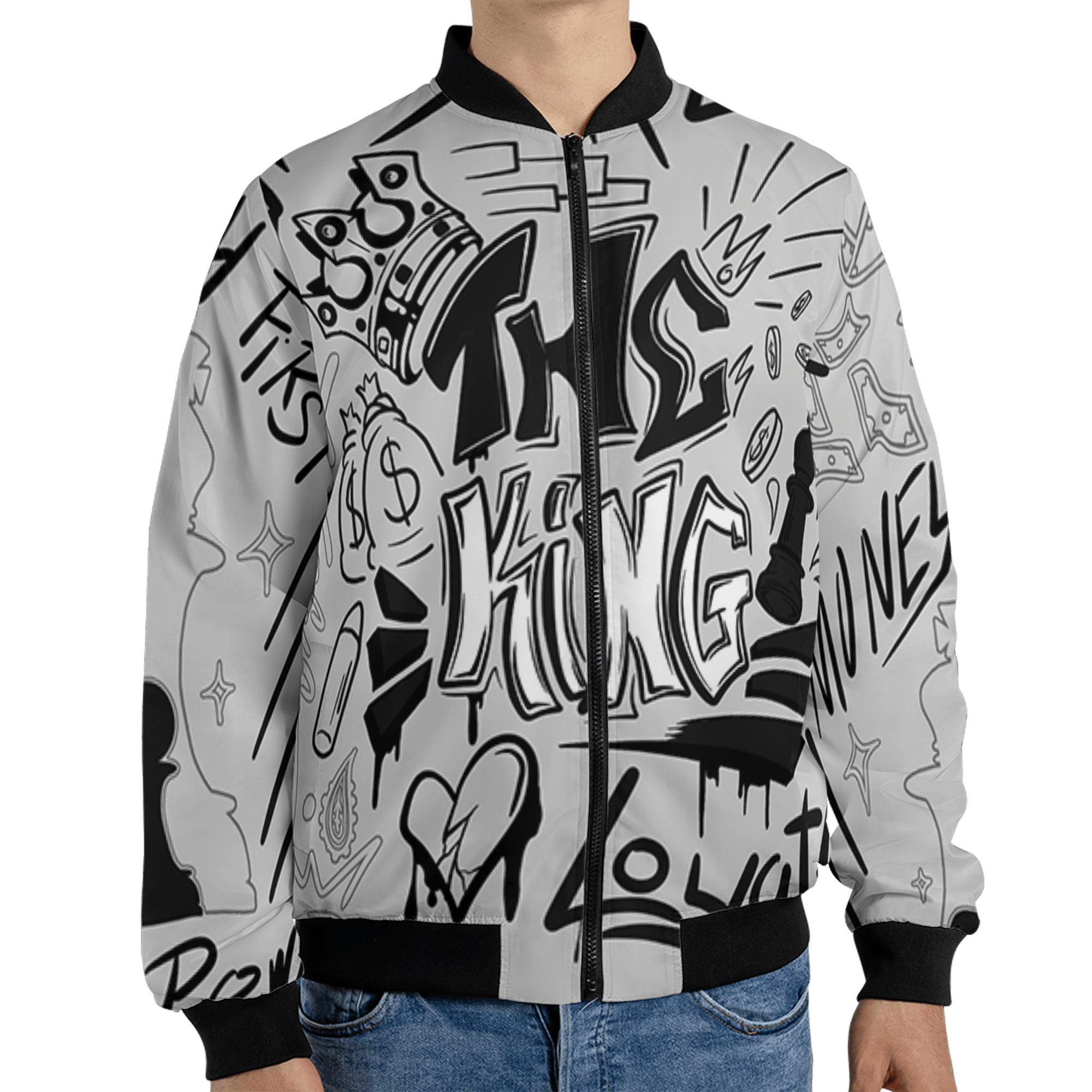 Retro High OG Black White 1s Jacket Match The King 3D All-Over Print Graffiti - NastyJamz