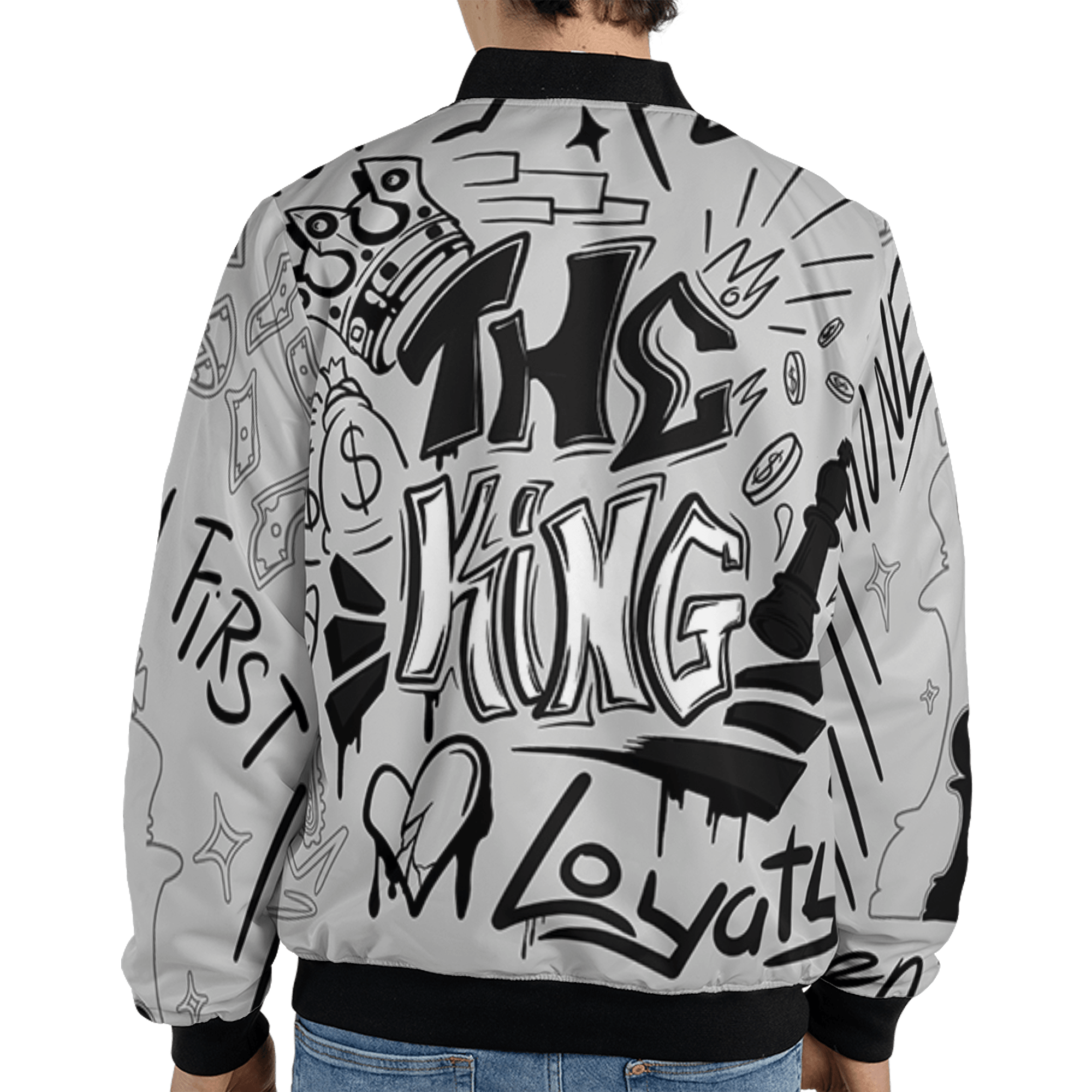 Retro High OG Black White 1s Jacket Match The King 3D All-Over Print Graffiti - NastyJamz