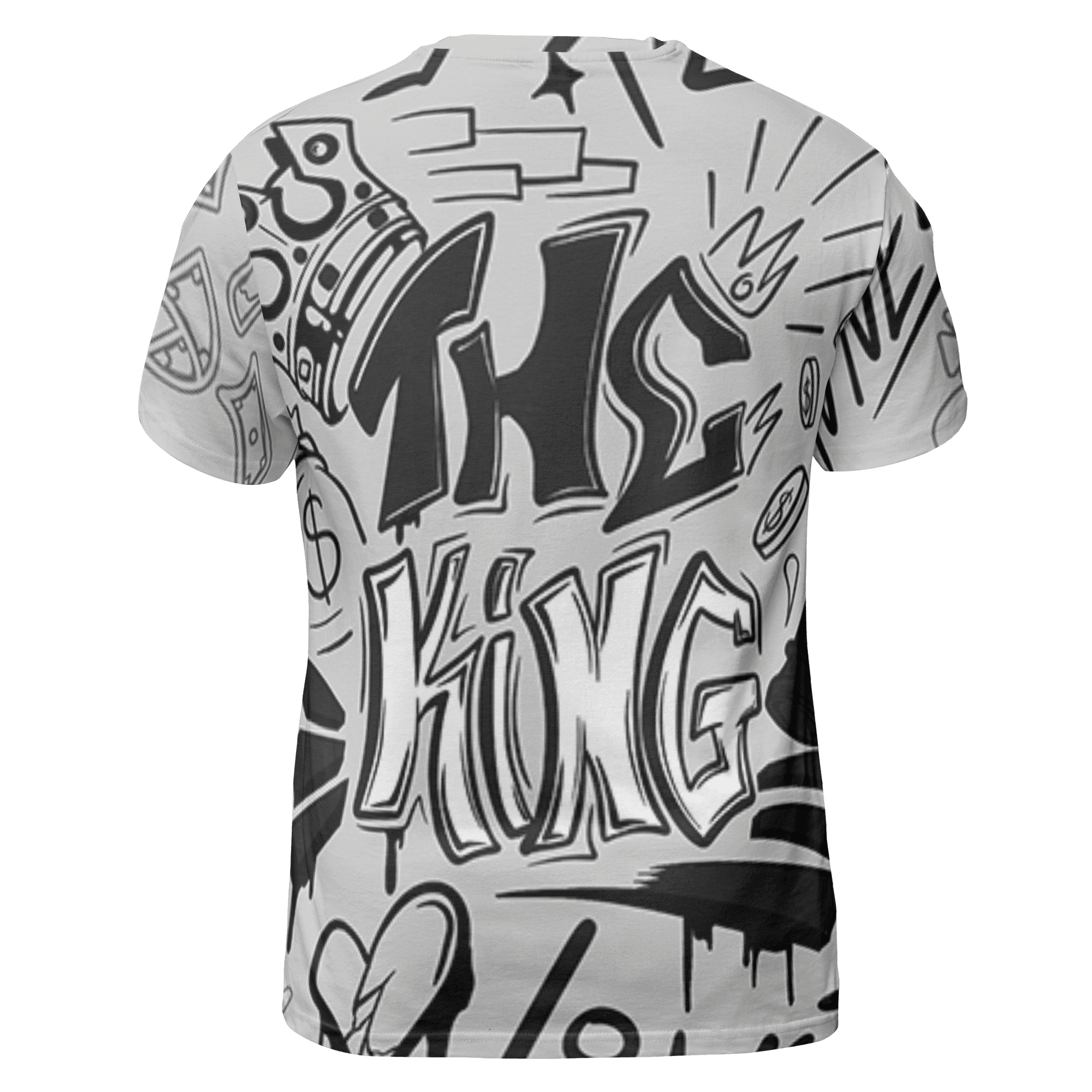 Retro High OG Black White 1s T Shirt Match The King 3D All-Over Print Graffiti - NastyJamz