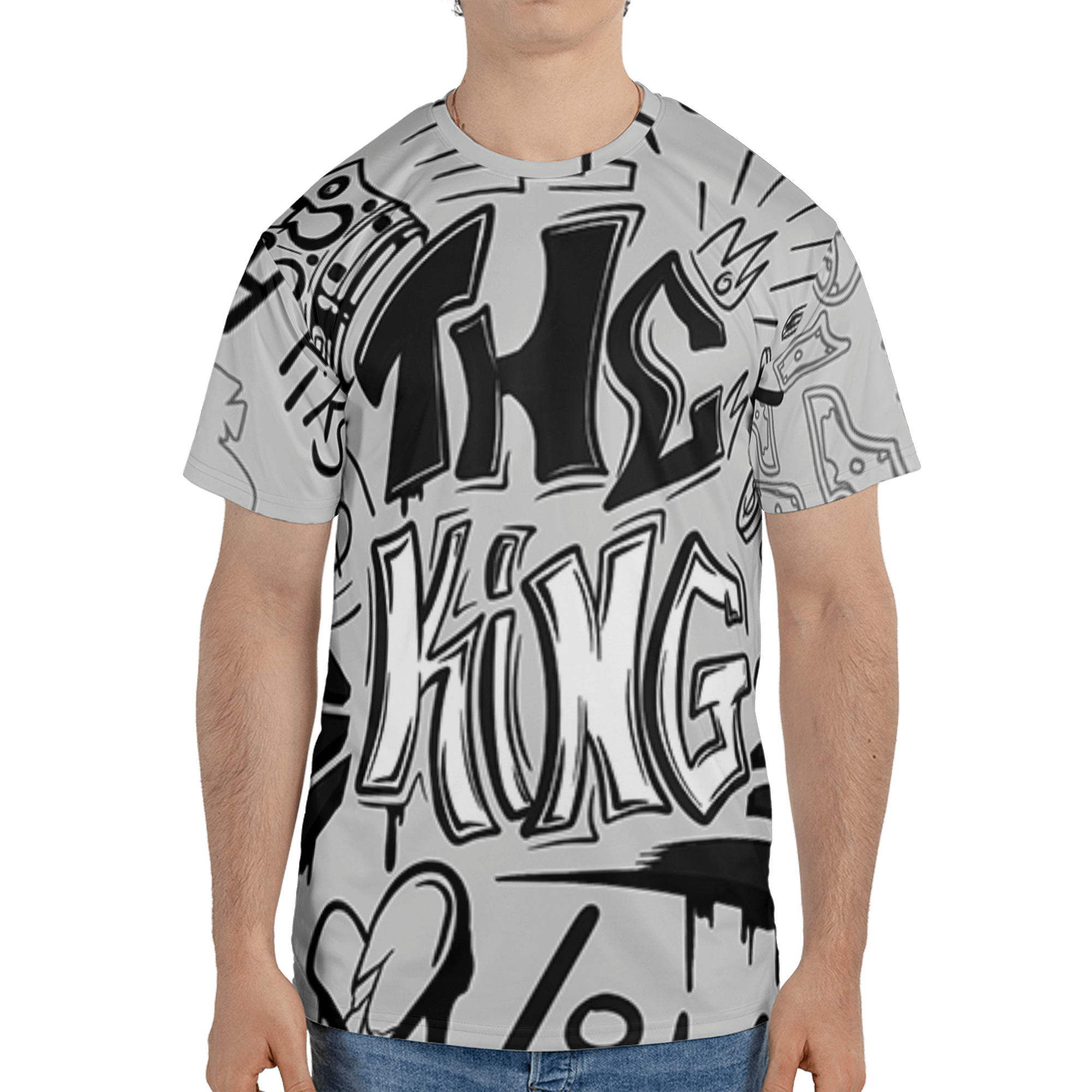 Retro High OG Black White 1s T Shirt Match The King 3D All-Over Print Graffiti - NastyJamz