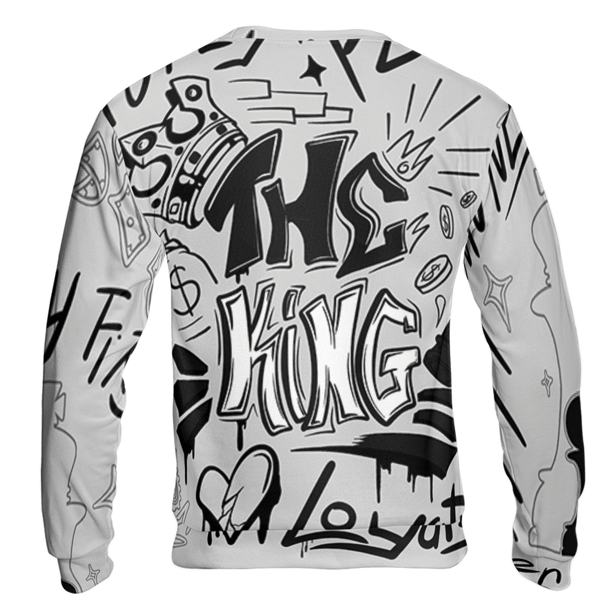 Retro High OG Black White 1s Sweatshirt Match The King 3D All-Over Print Graffiti - NastyJamz