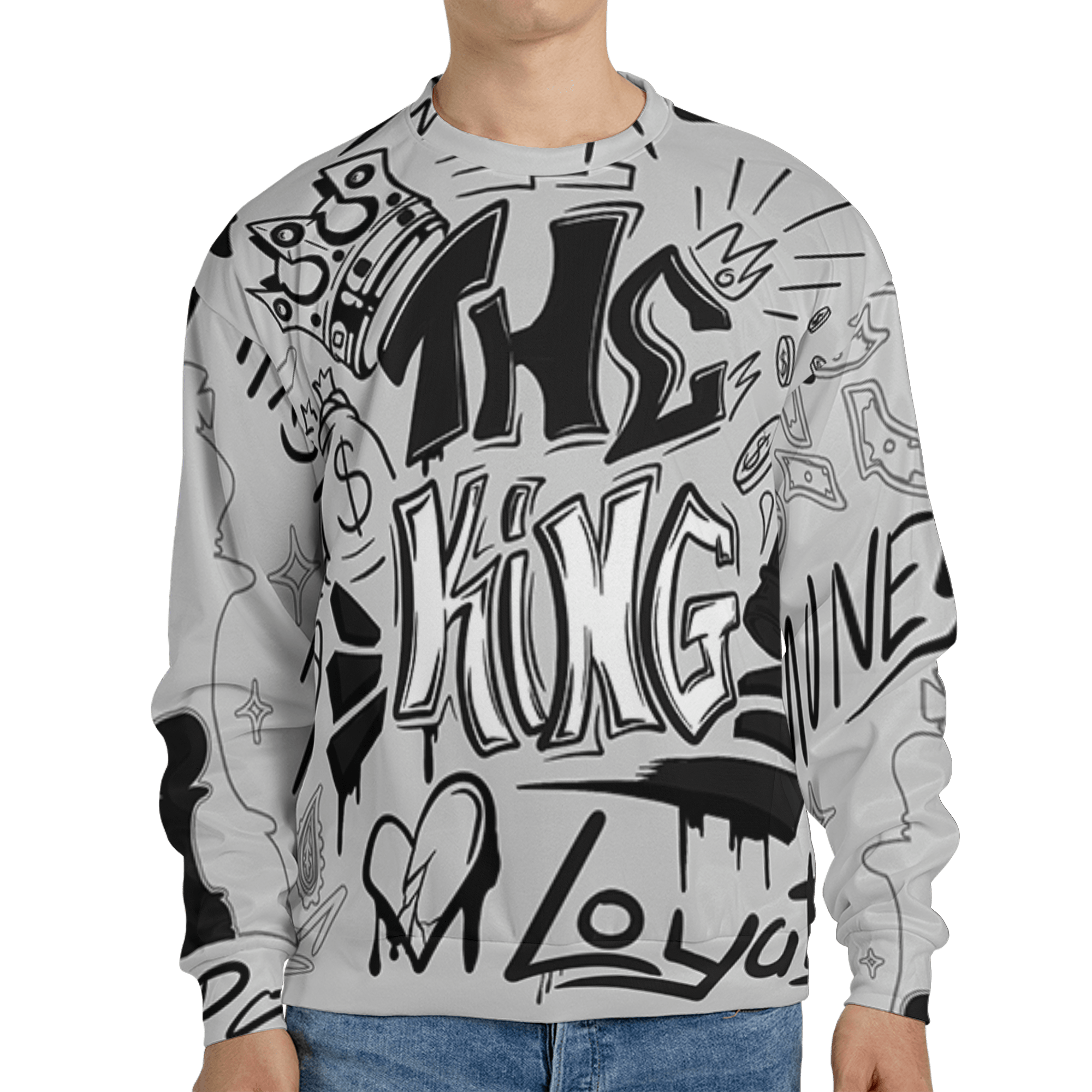 Retro High OG Black White 1s Sweatshirt Match The King 3D All-Over Print Graffiti - NastyJamz
