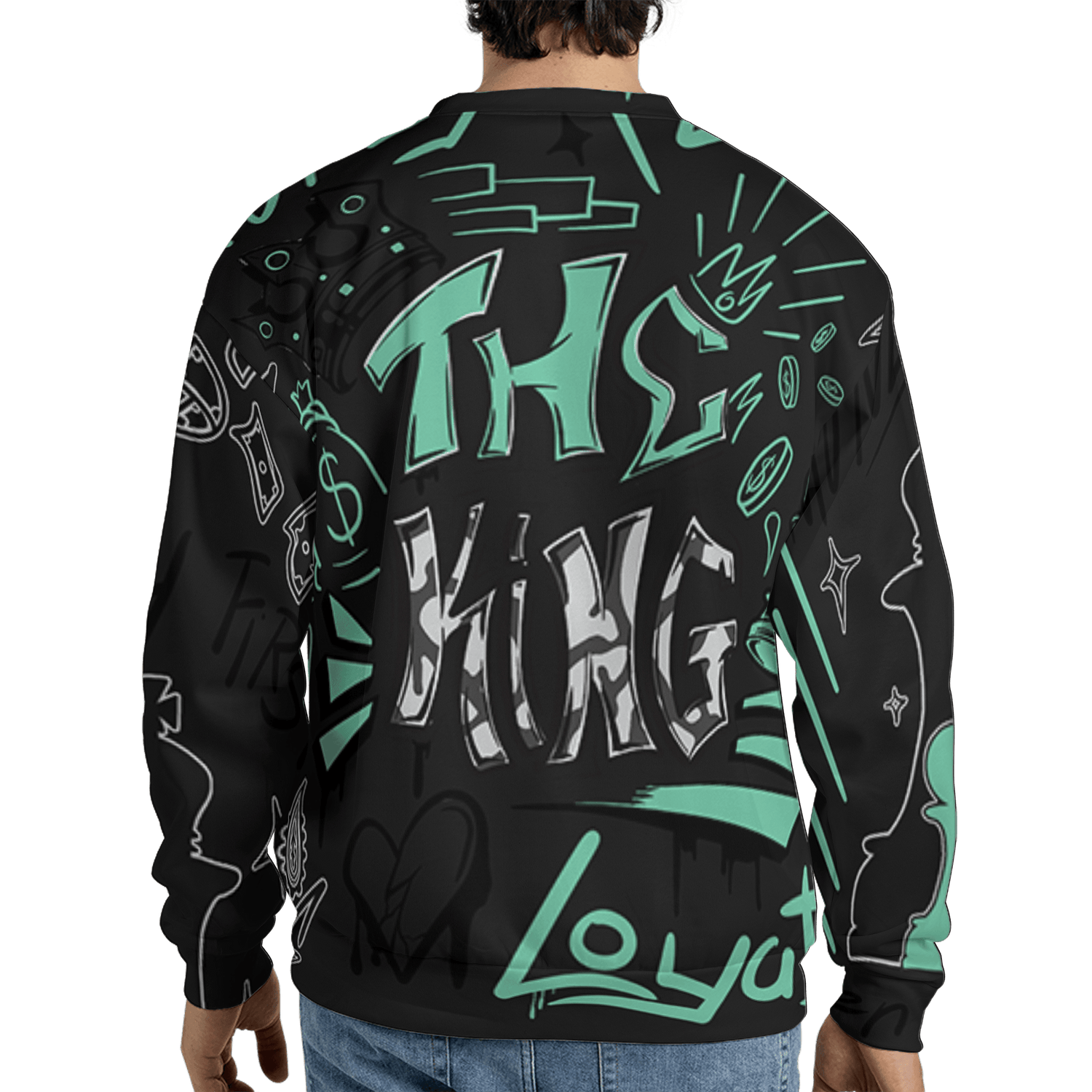 Green Glow 3s Sweatshirt Match The King 3D All-Over Print Graffiti - NastyJamz