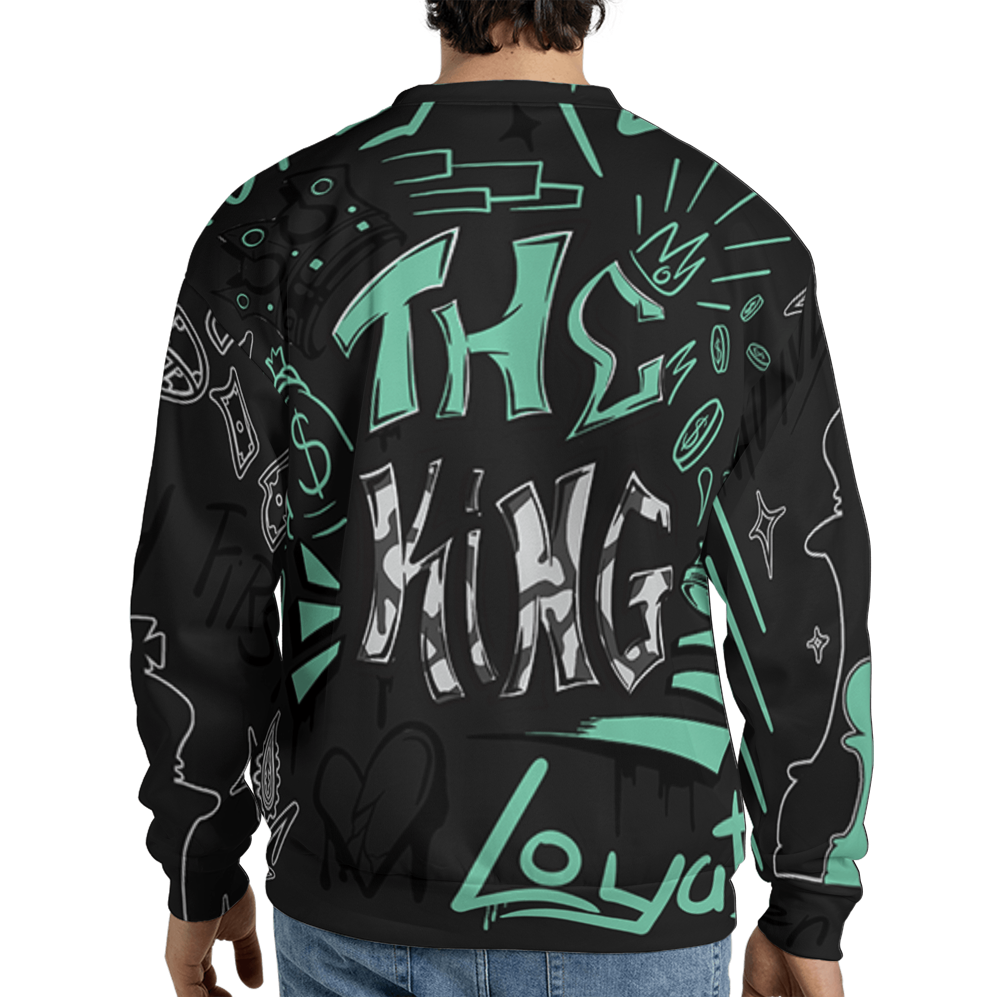 Green Glow 3s Sweatshirt Match The King 3D All-Over Print Graffiti - NastyJamz