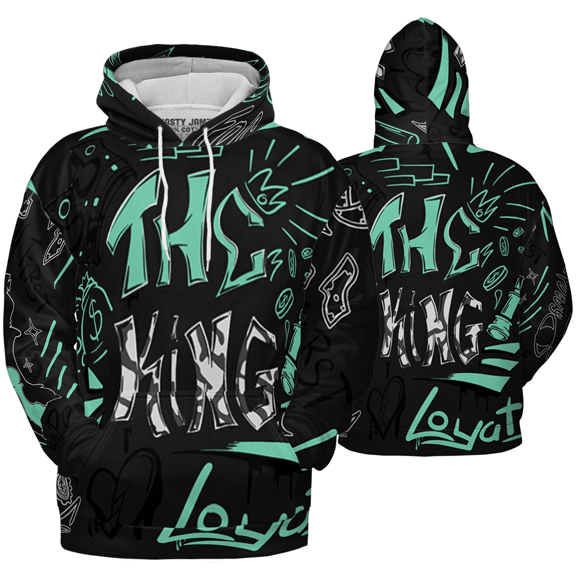 Green Glow 3s Hoodie Match The King 3D All-Over Print Graffiti - NastyJamz