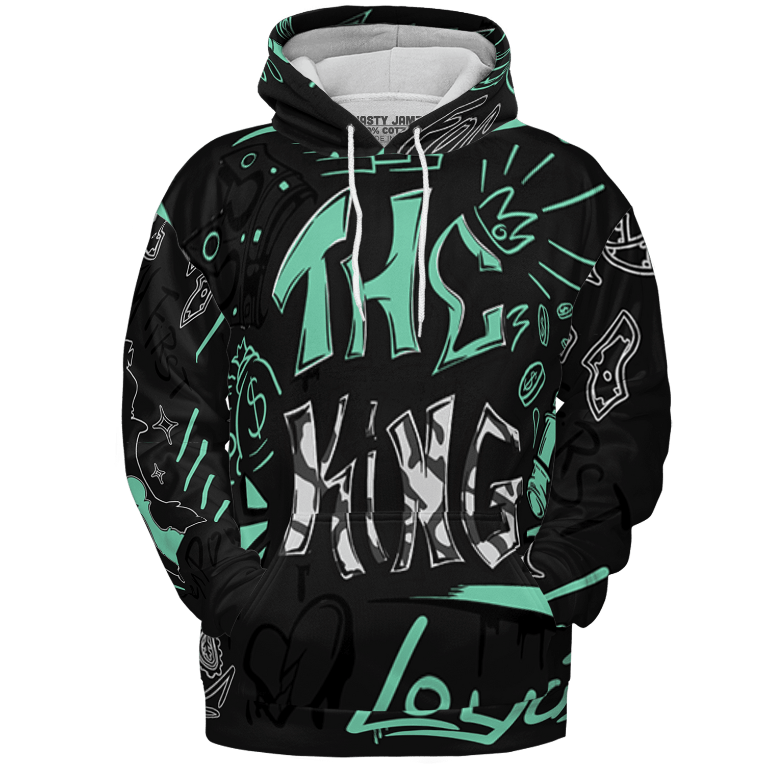 Green Glow 3s Hoodie Match The King 3D All-Over Print Graffiti - NastyJamz