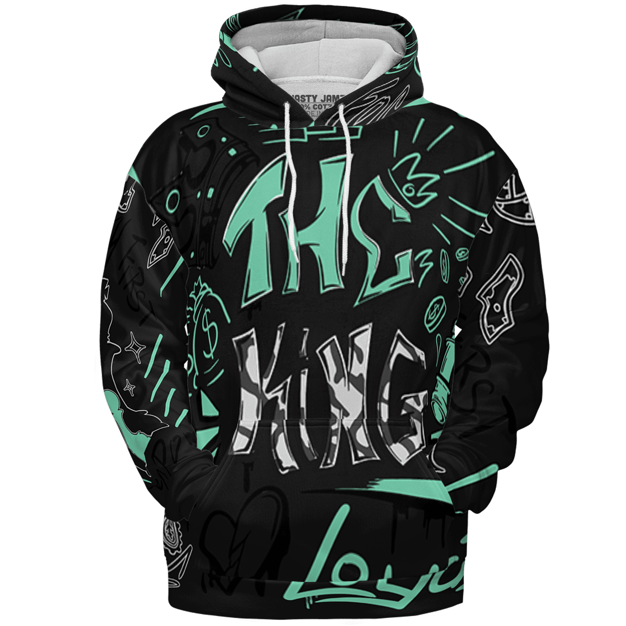 Green Glow 3s Hoodie Match The King 3D All-Over Print Graffiti - NastyJamz