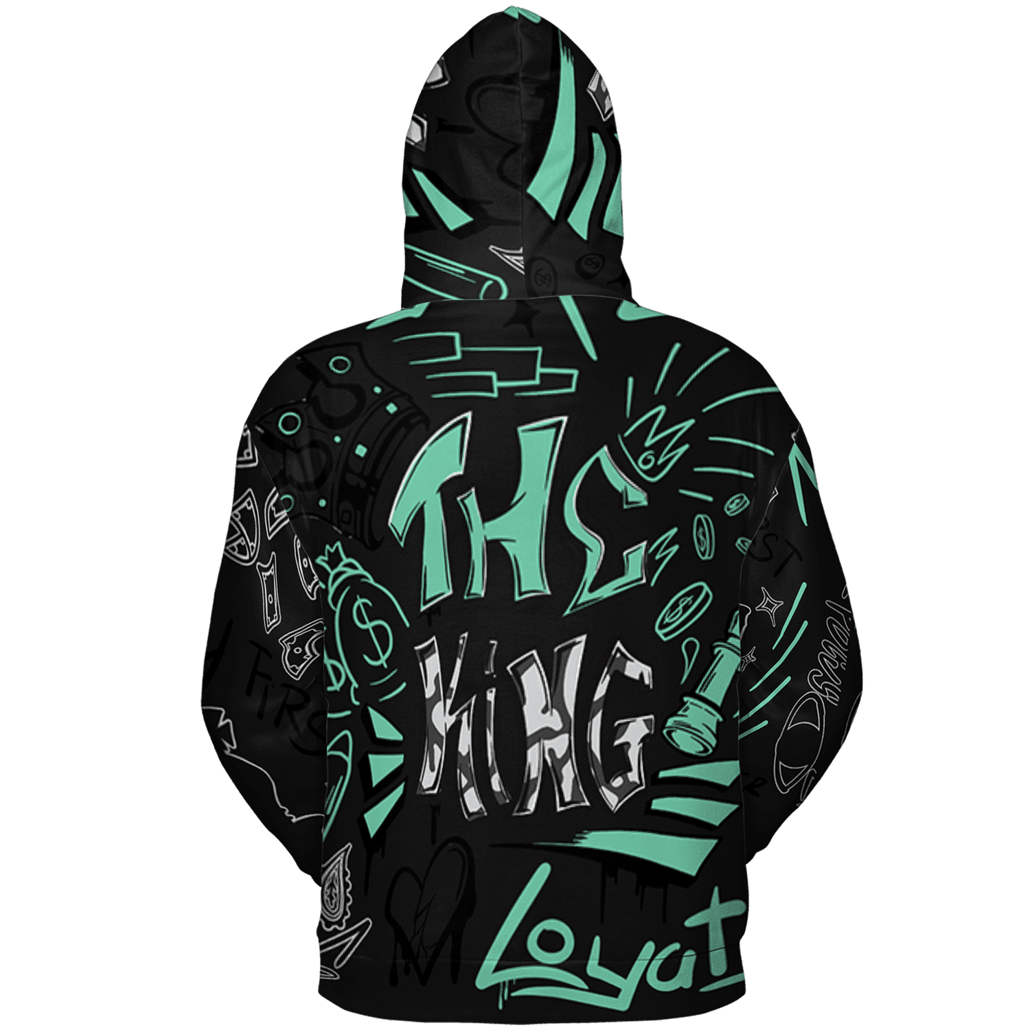 Green Glow 3s Hoodie Match The King 3D All-Over Print Graffiti - NastyJamz