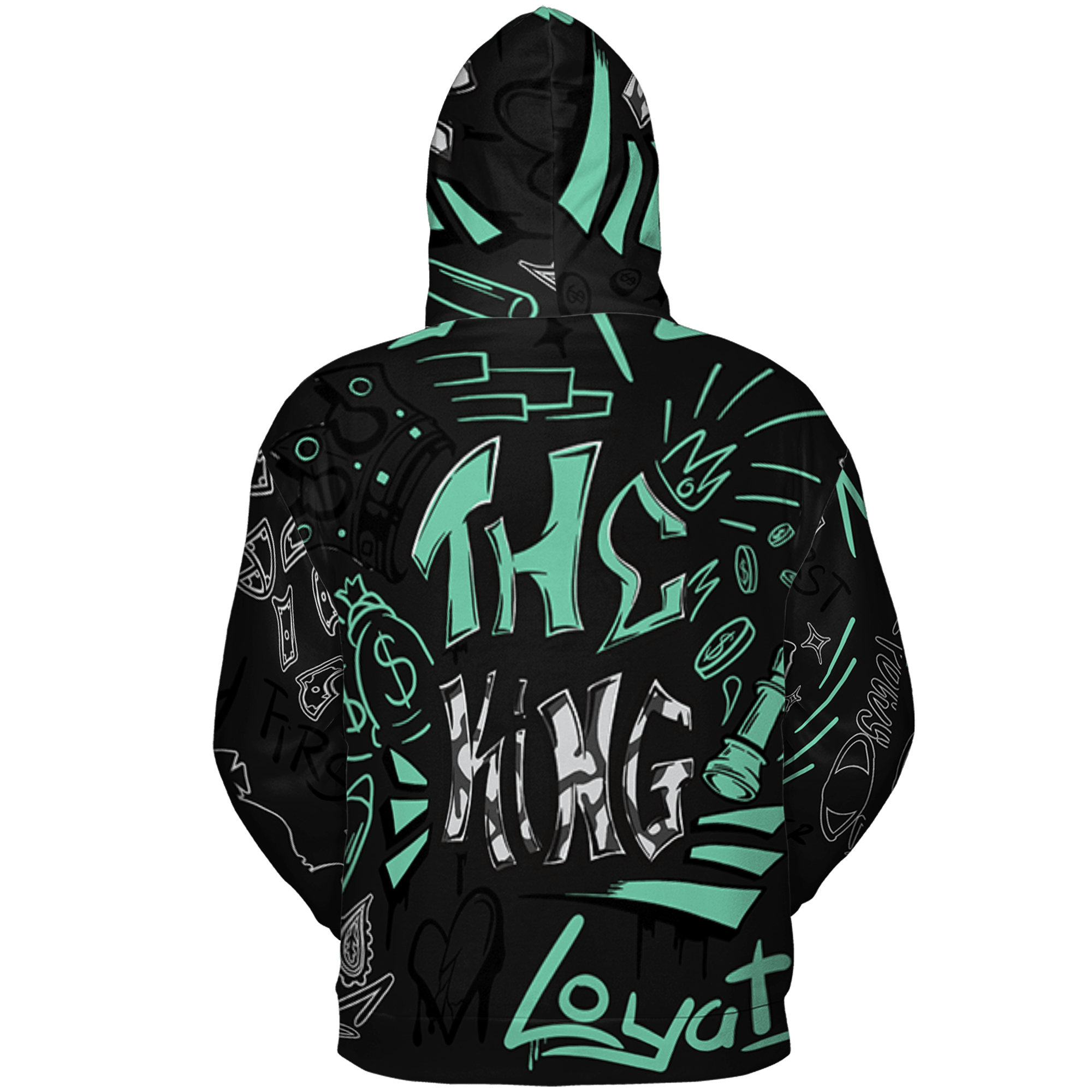 Green Glow 3s Hoodie Match The King 3D All-Over Print Graffiti - NastyJamz