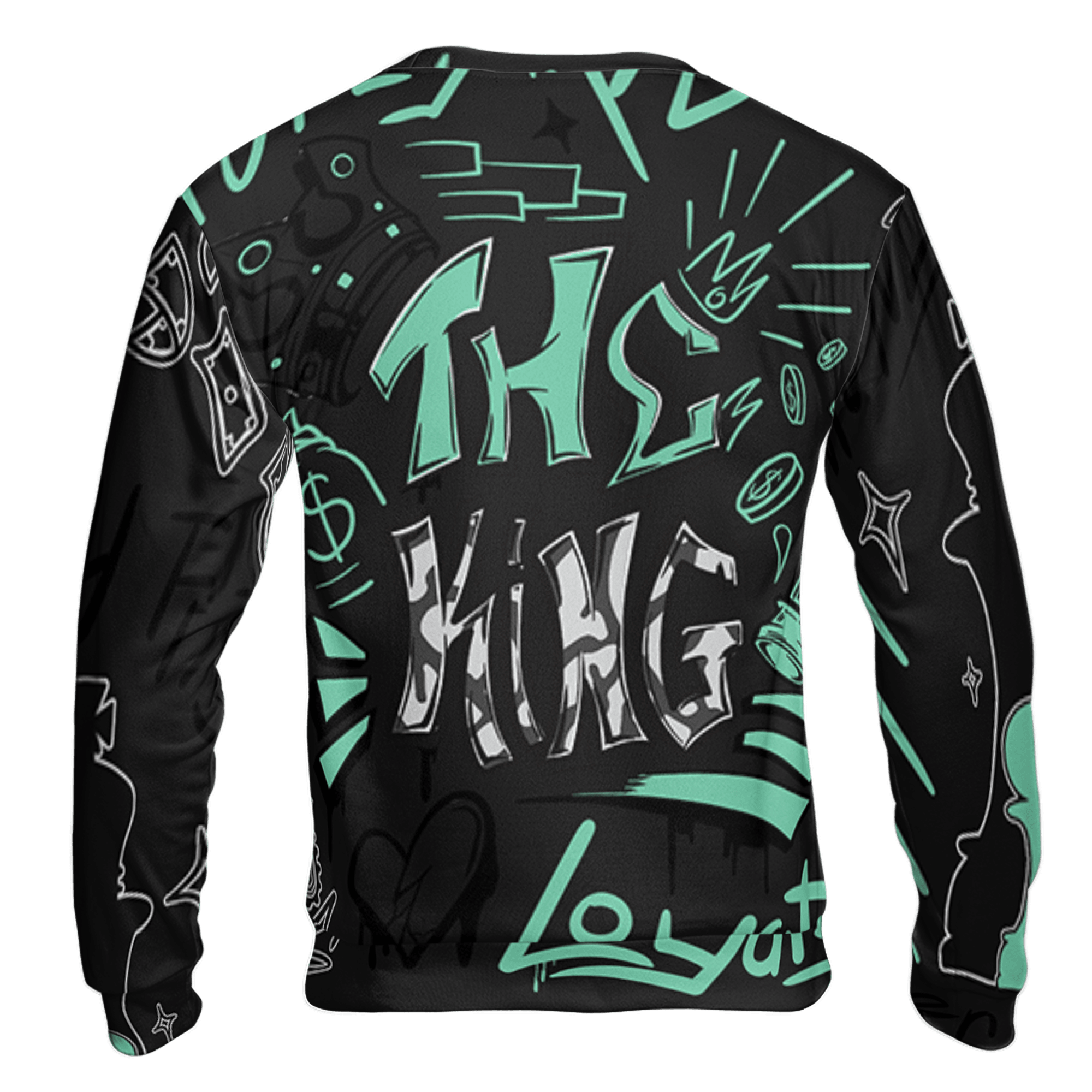 Green Glow 3s Sweatshirt Match The King 3D All-Over Print Graffiti - NastyJamz
