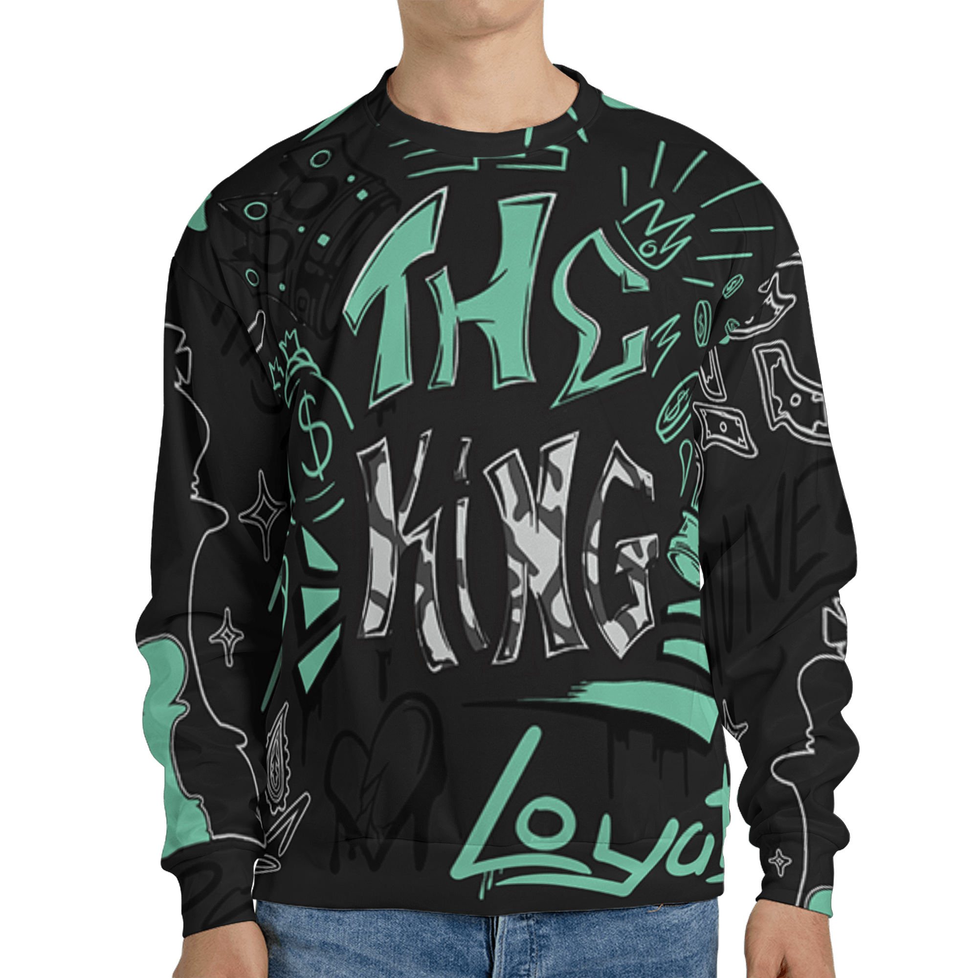 Green Glow 3s Sweatshirt Match The King 3D All-Over Print Graffiti - NastyJamz