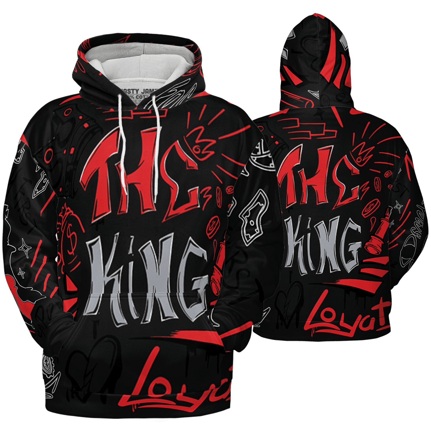 Bred Reimagined 4s Hoodie Match The King 3D All-Over Print Graffiti - NastyJamz