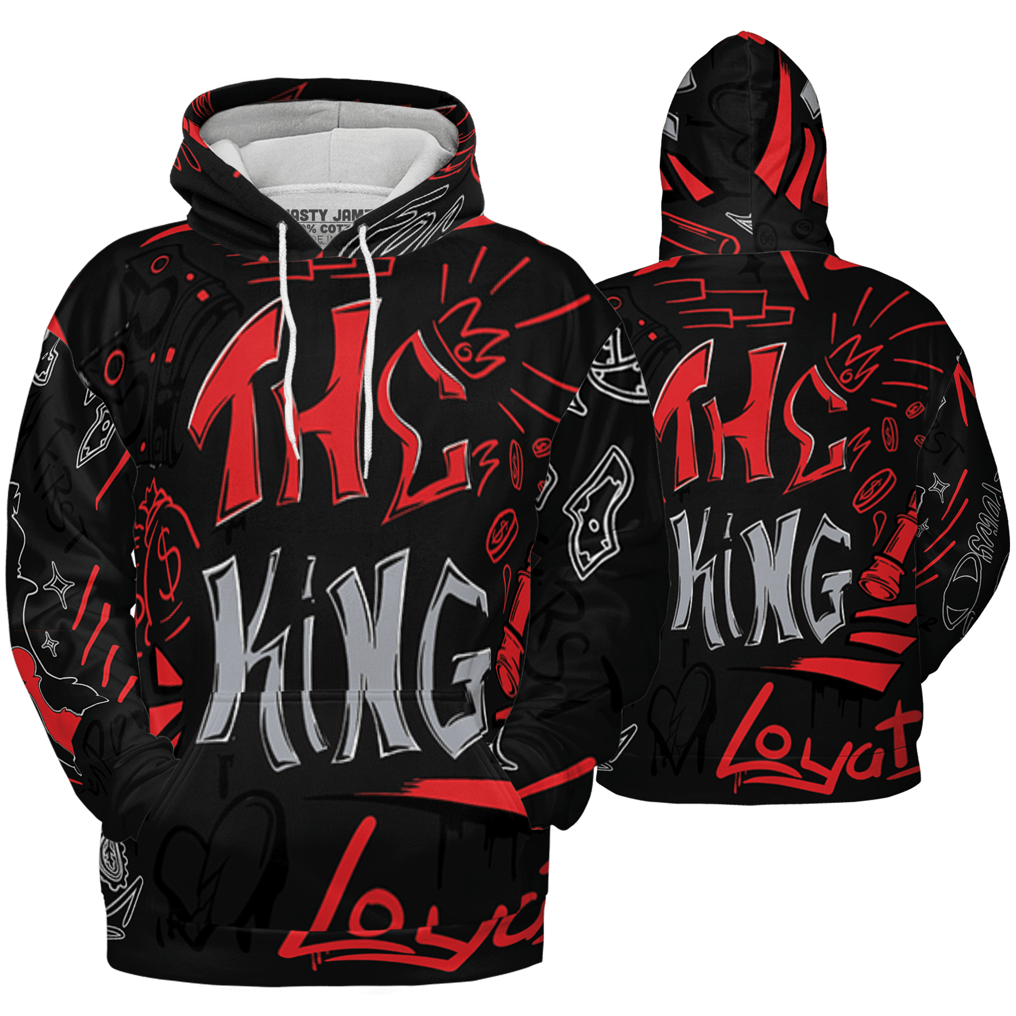 Bred Reimagined 4s Hoodie Match The King 3D All-Over Print Graffiti - NastyJamz