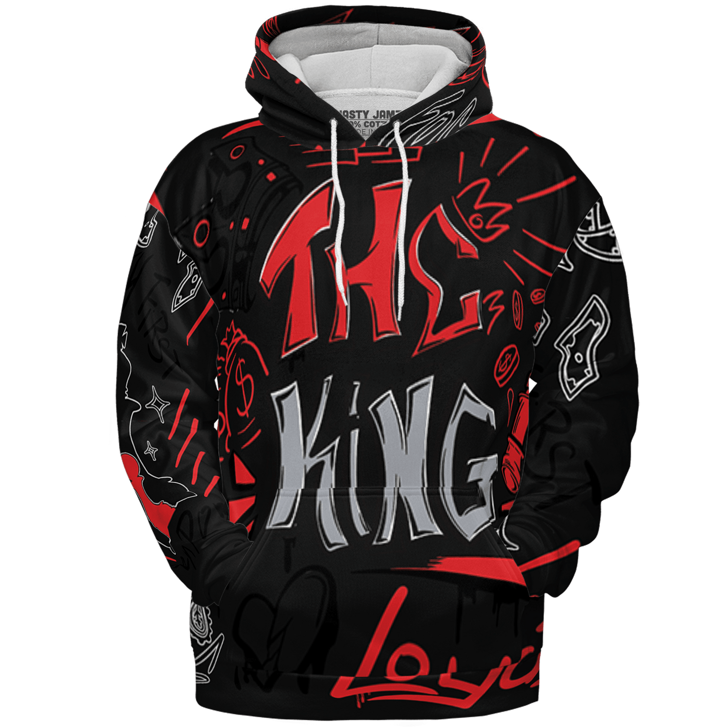 Bred Reimagined 4s Hoodie Match The King 3D All-Over Print Graffiti - NastyJamz