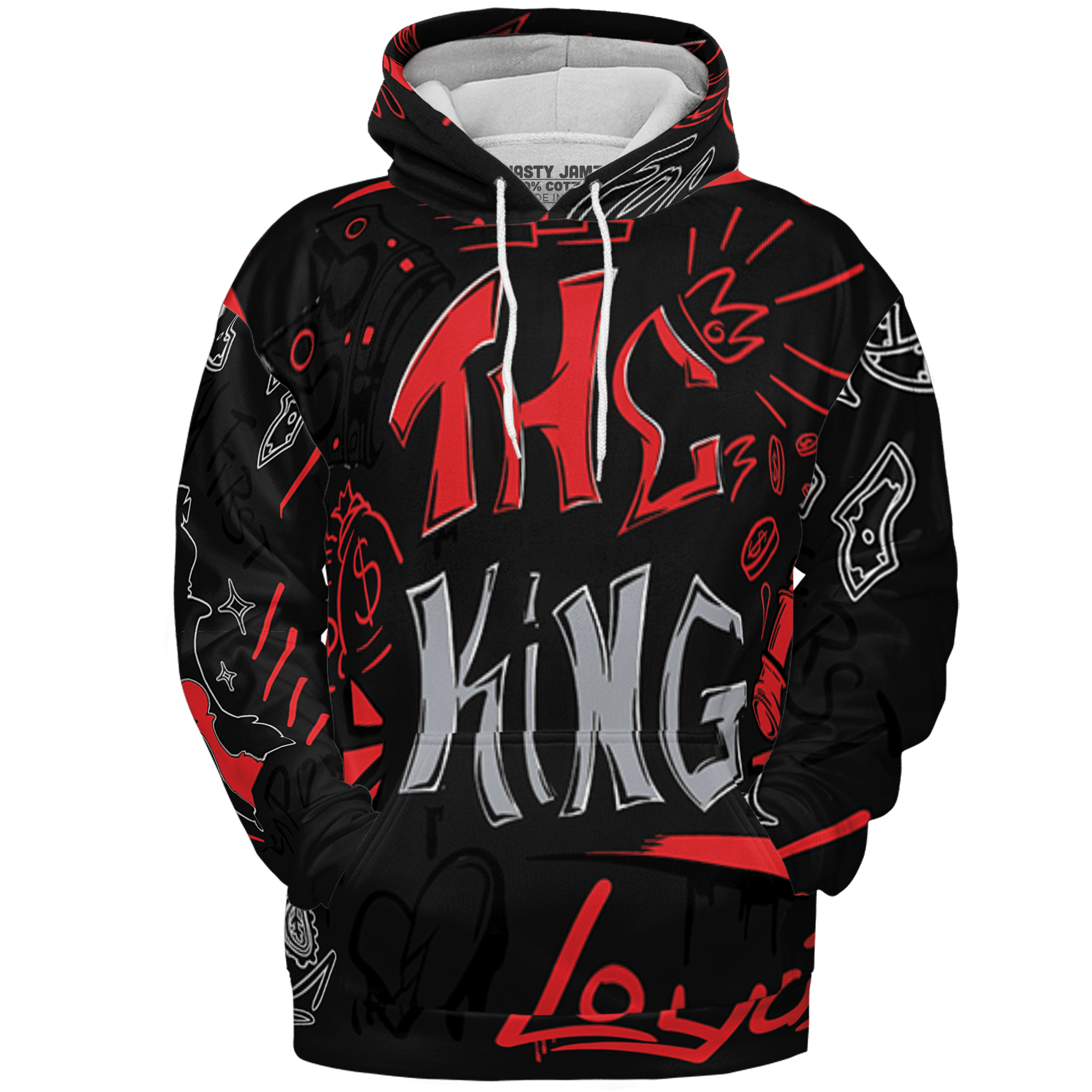 Bred Reimagined 4s Hoodie Match The King 3D All-Over Print Graffiti - NastyJamz