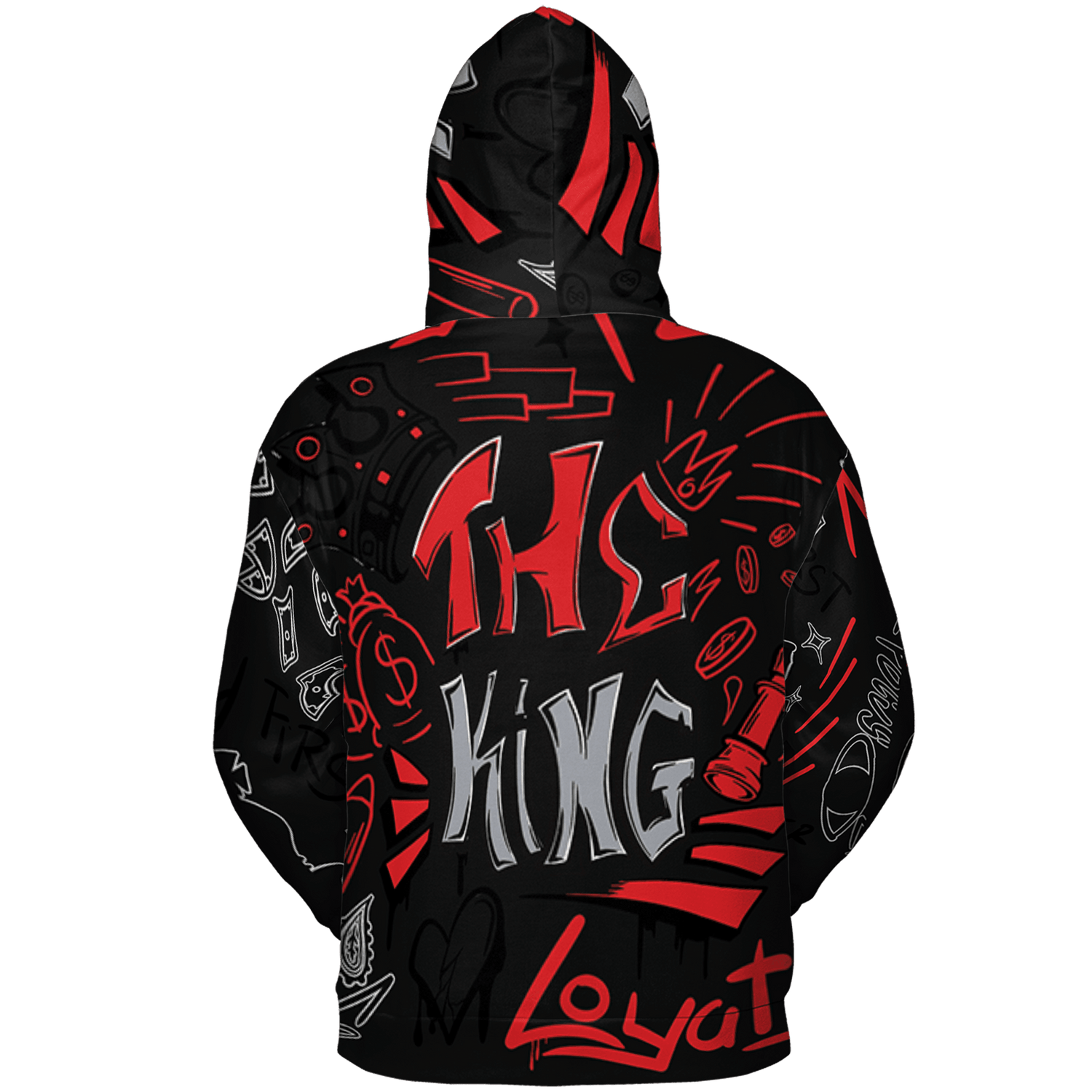 Bred Reimagined 4s Hoodie Match The King 3D All-Over Print Graffiti - NastyJamz