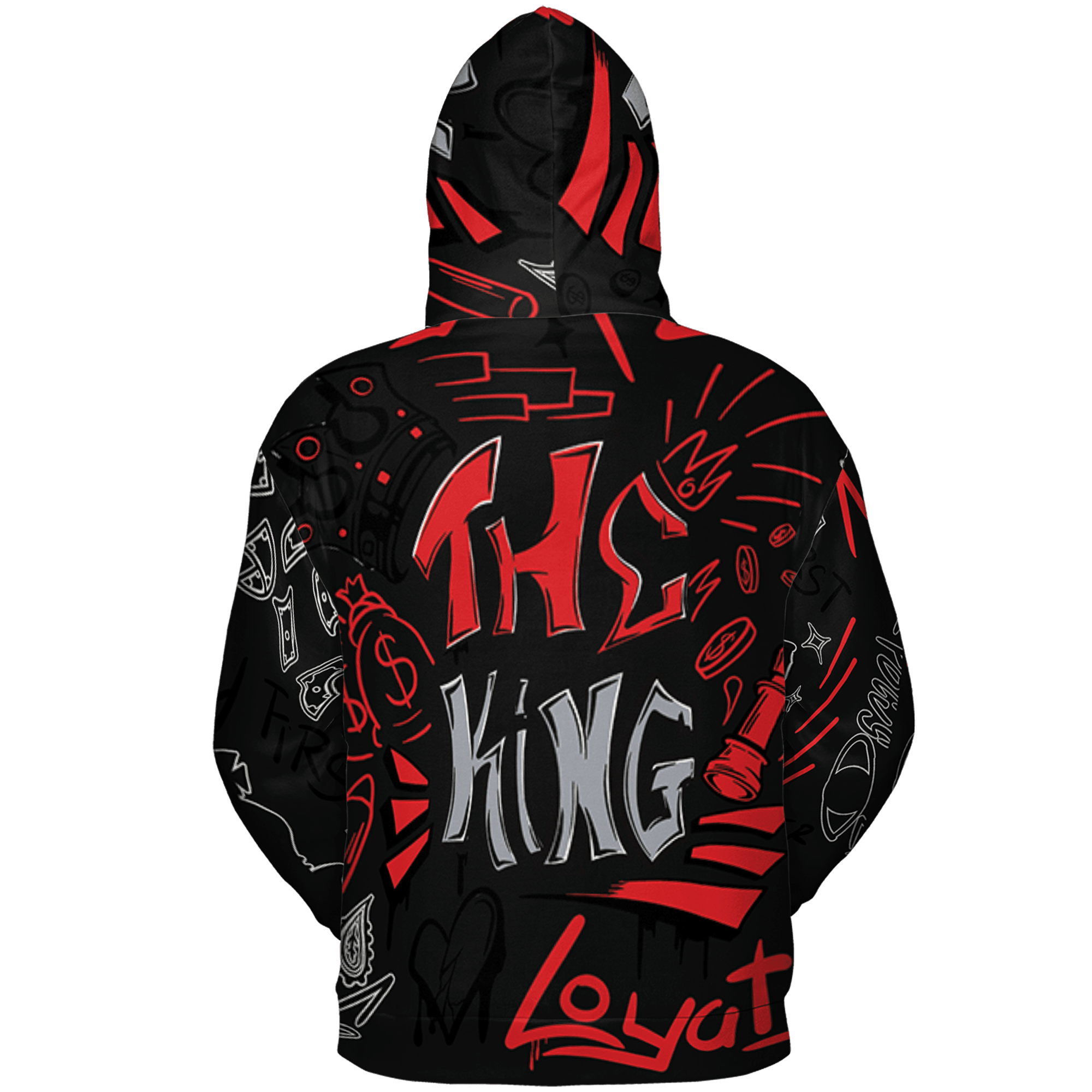 Bred Reimagined 4s Hoodie Match The King 3D All-Over Print Graffiti - NastyJamz