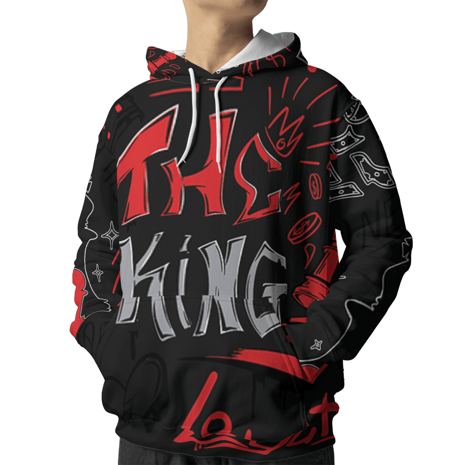 Bred Reimagined 4s Hoodie Match The King 3D All-Over Print Graffiti - NastyJamz