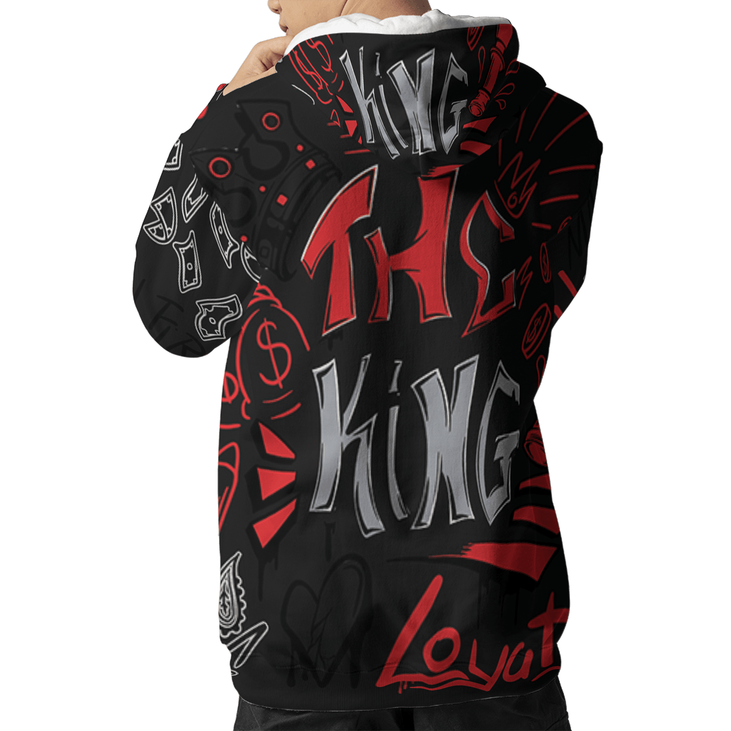 Bred Reimagined 4s Hoodie Match The King 3D All-Over Print Graffiti - NastyJamz