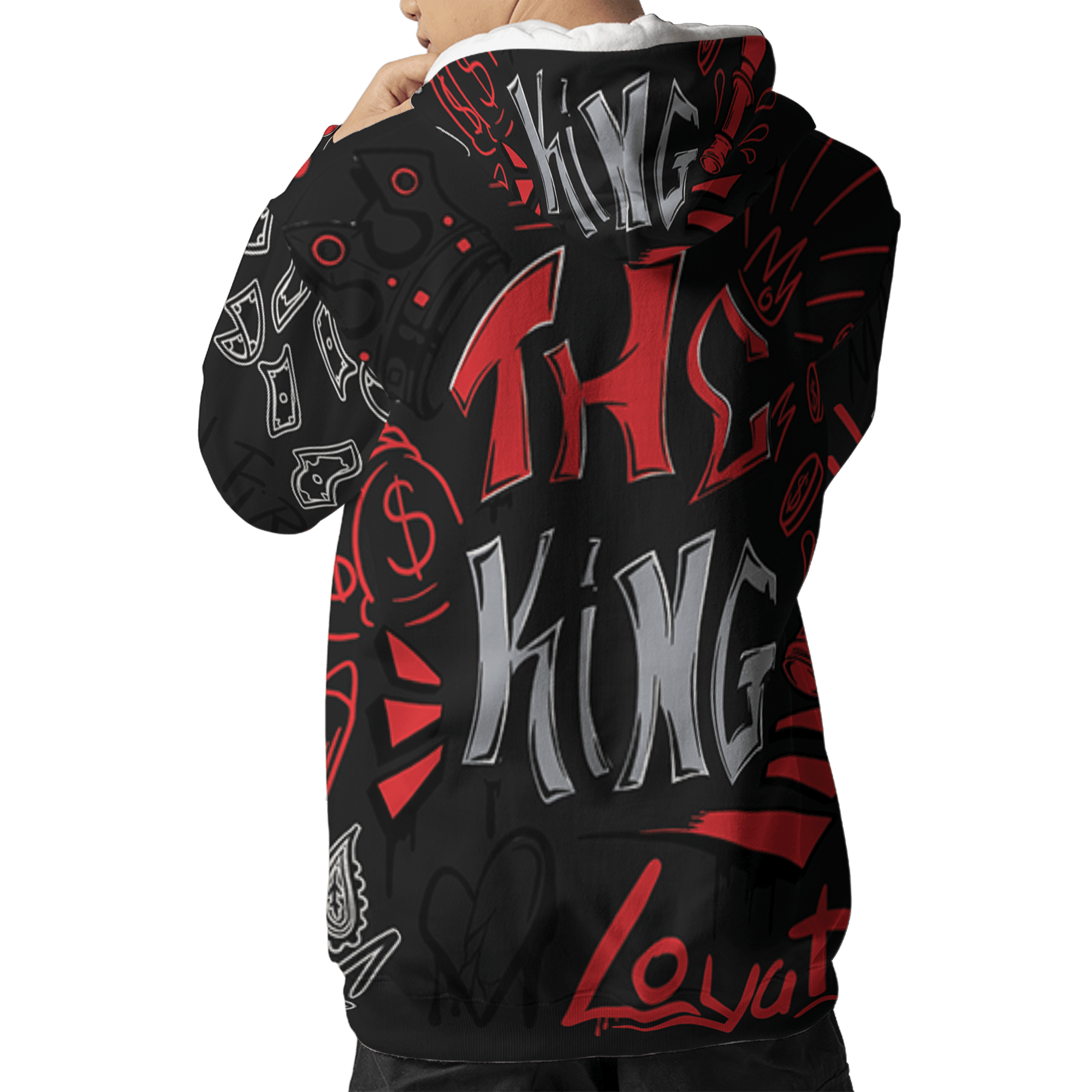 Bred Reimagined 4s Hoodie Match The King 3D All-Over Print Graffiti - NastyJamz