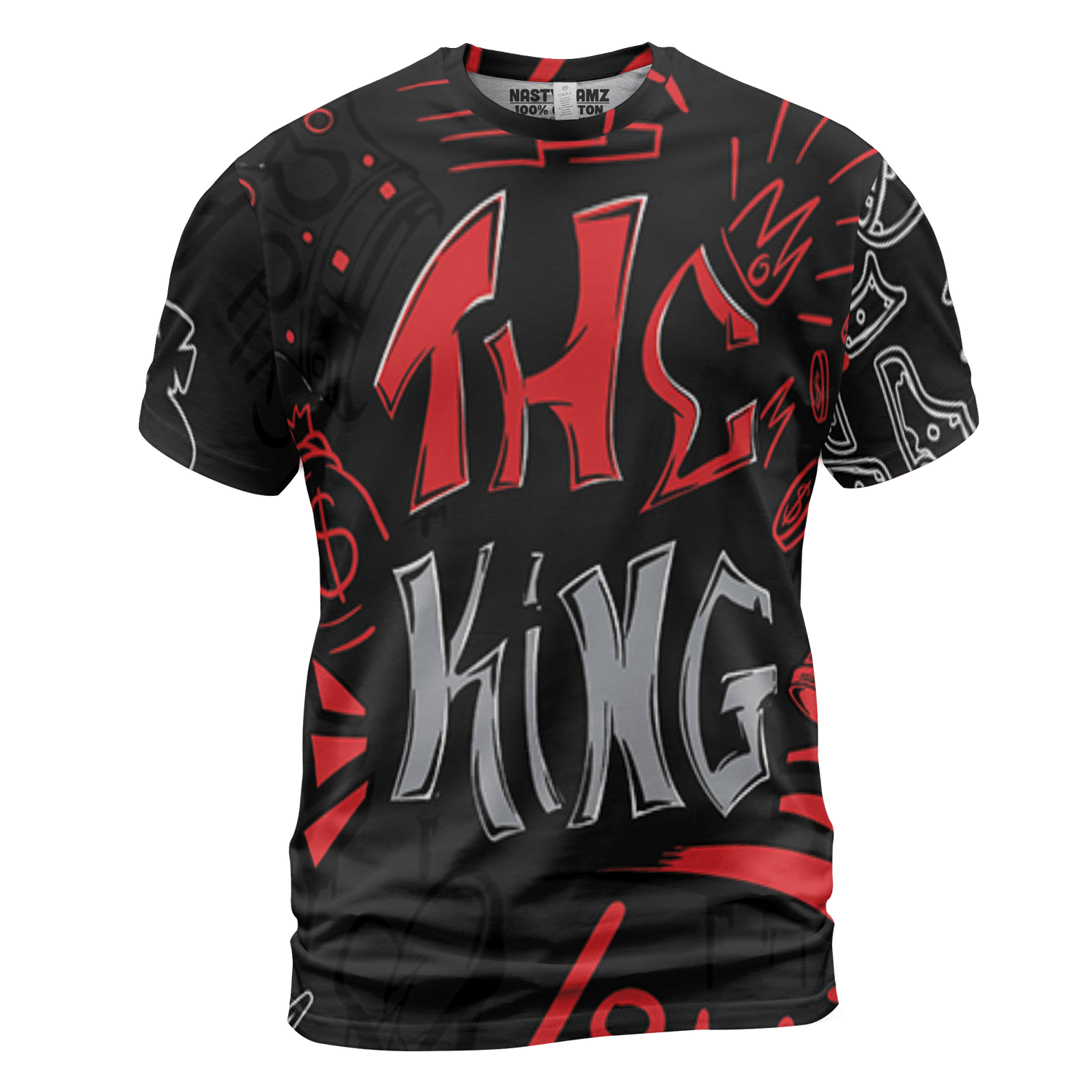 Bred Reimagined 4s T Shirt Match The King 3D All-Over Print Graffiti - NastyJamz