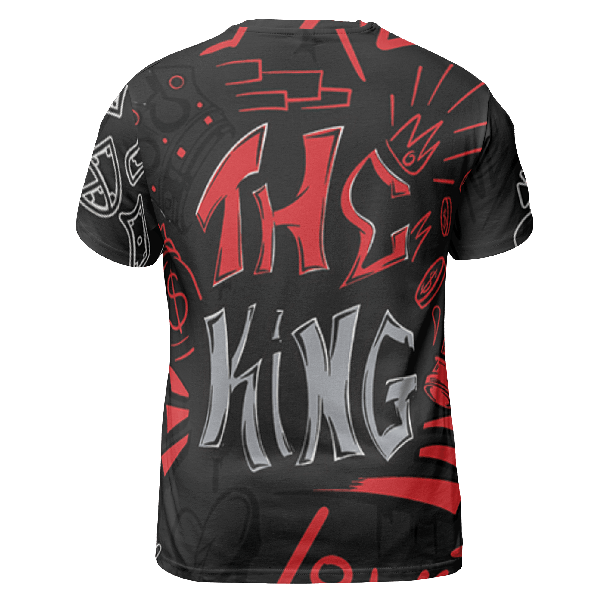 Bred Reimagined 4s T Shirt Match The King 3D All-Over Print Graffiti - NastyJamz