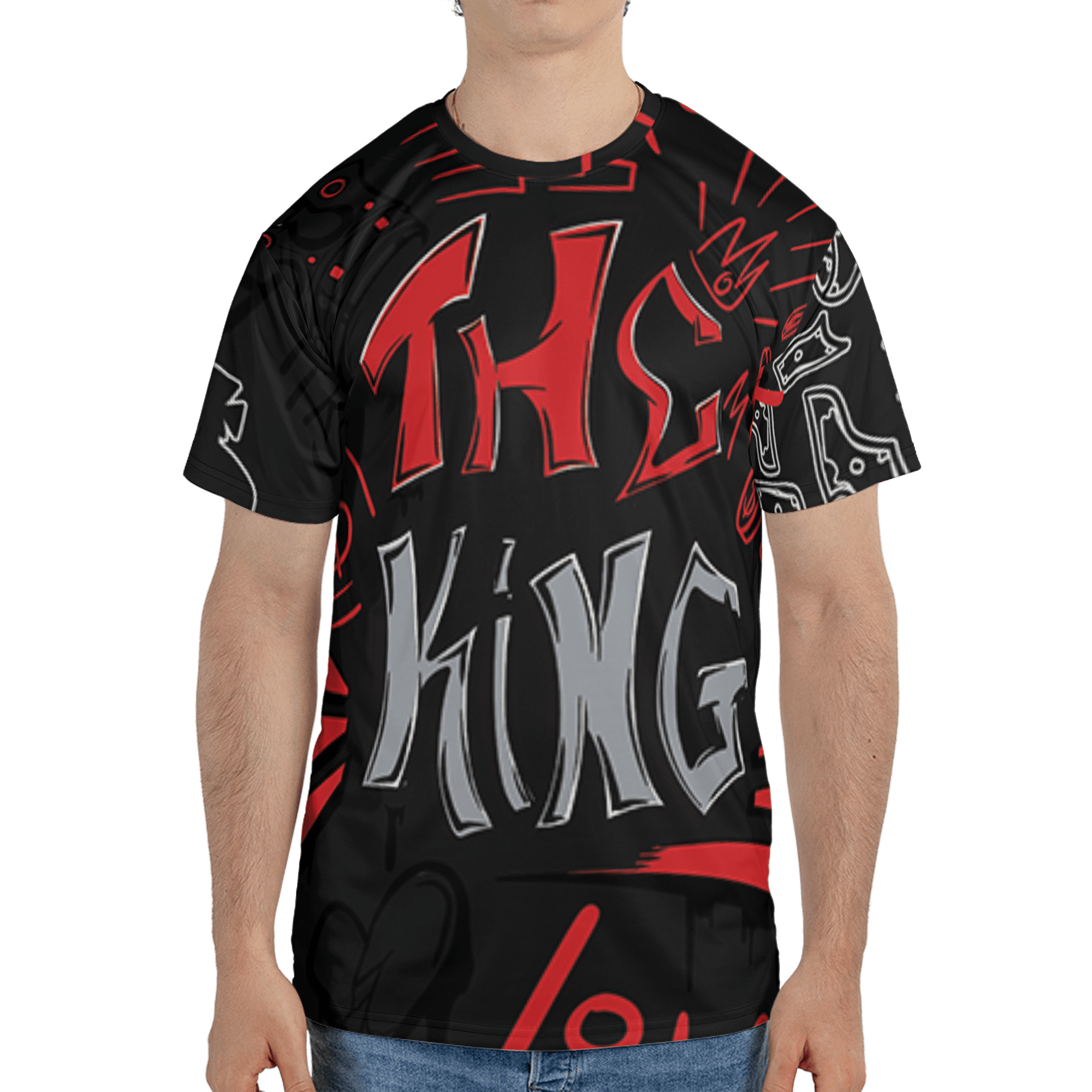 Bred Reimagined 4s T Shirt Match The King 3D All-Over Print Graffiti - NastyJamz