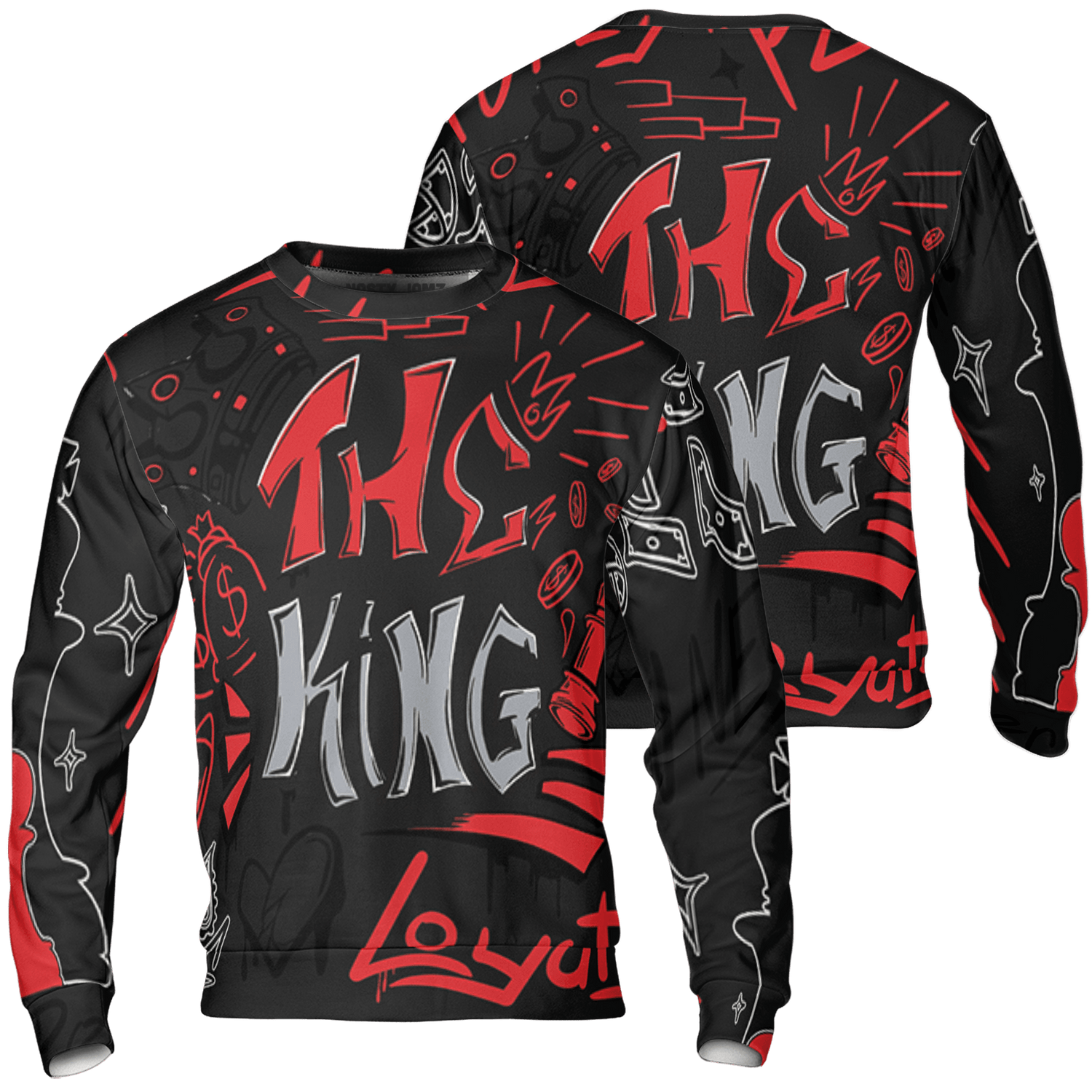 Bred Reimagined 4s Sweatshirt Match The King 3D All-Over Print Graffiti - NastyJamz