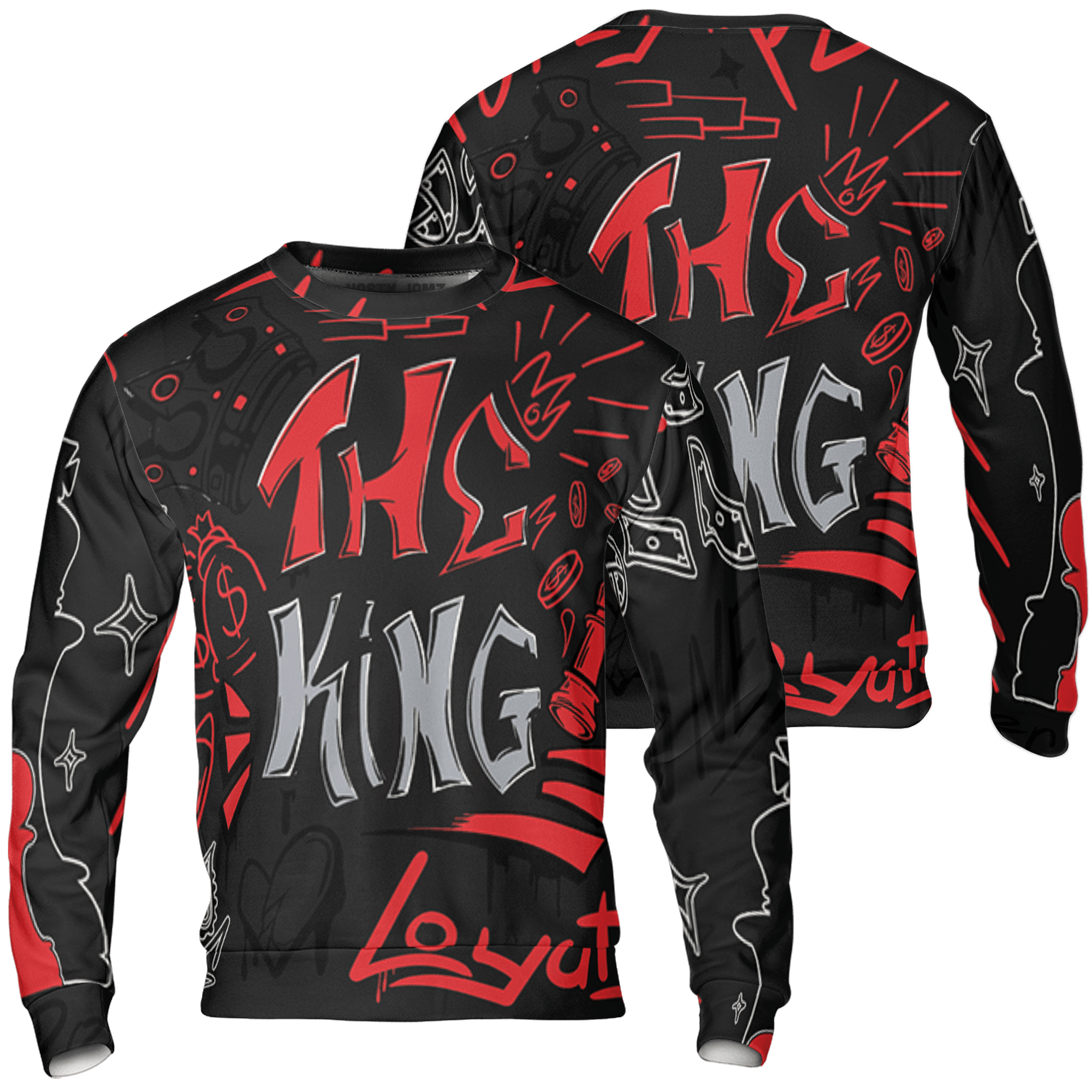 Bred Reimagined 4s Sweatshirt Match The King 3D All-Over Print Graffiti - NastyJamz