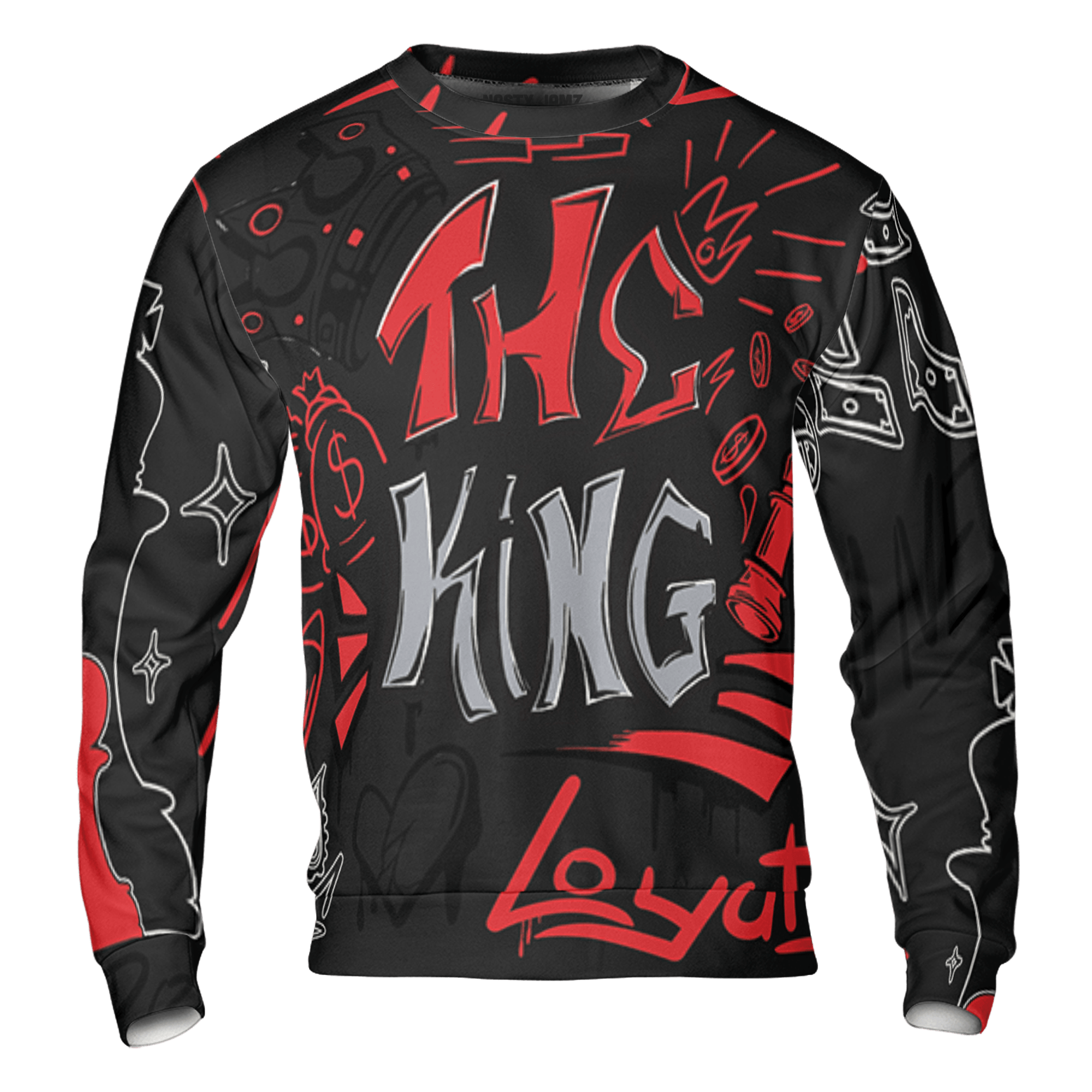 Bred Reimagined 4s Sweatshirt Match The King 3D All-Over Print Graffiti - NastyJamz
