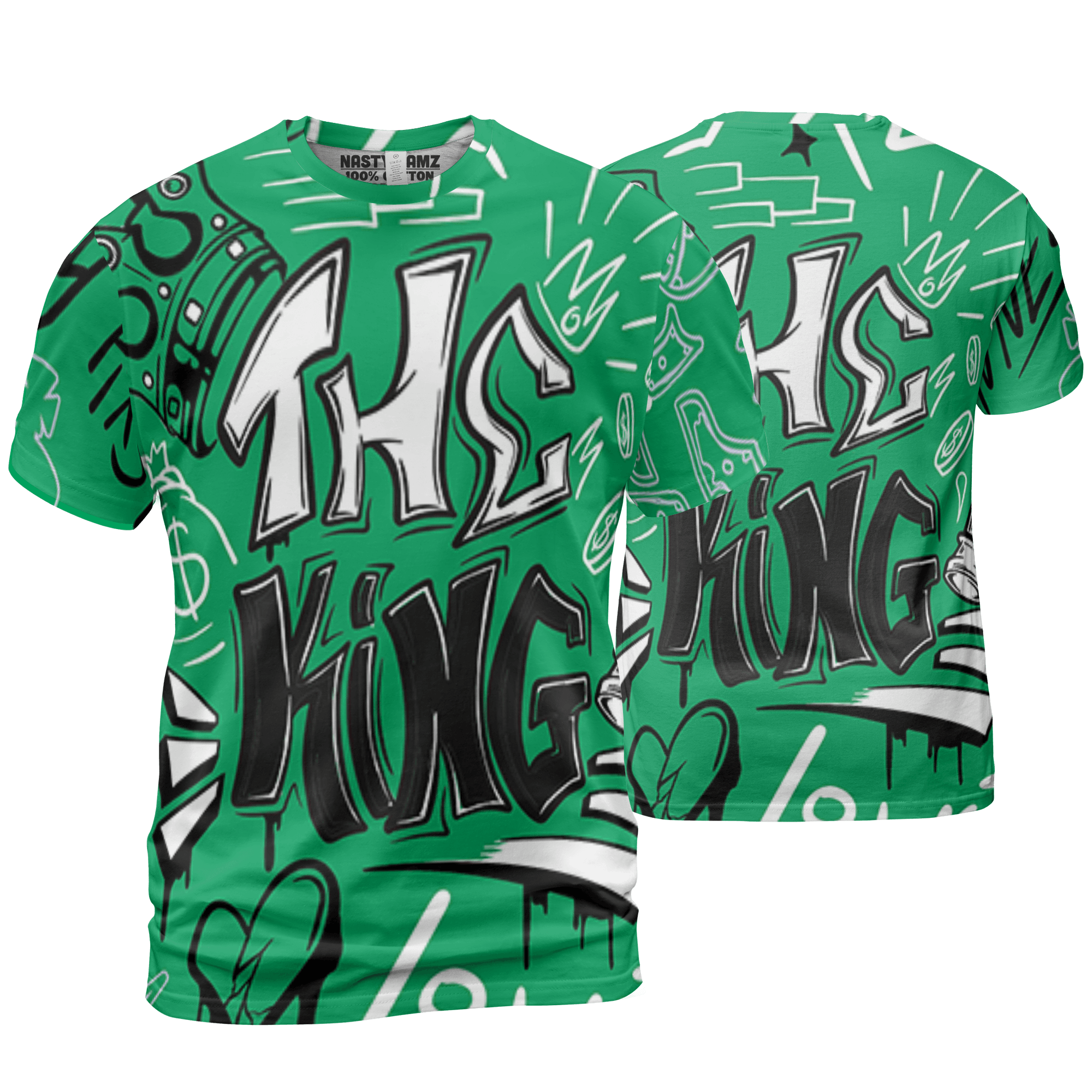 Lucky Green 5s T Shirt Match The King 3D All-Over Print Graffiti - NastyJamz