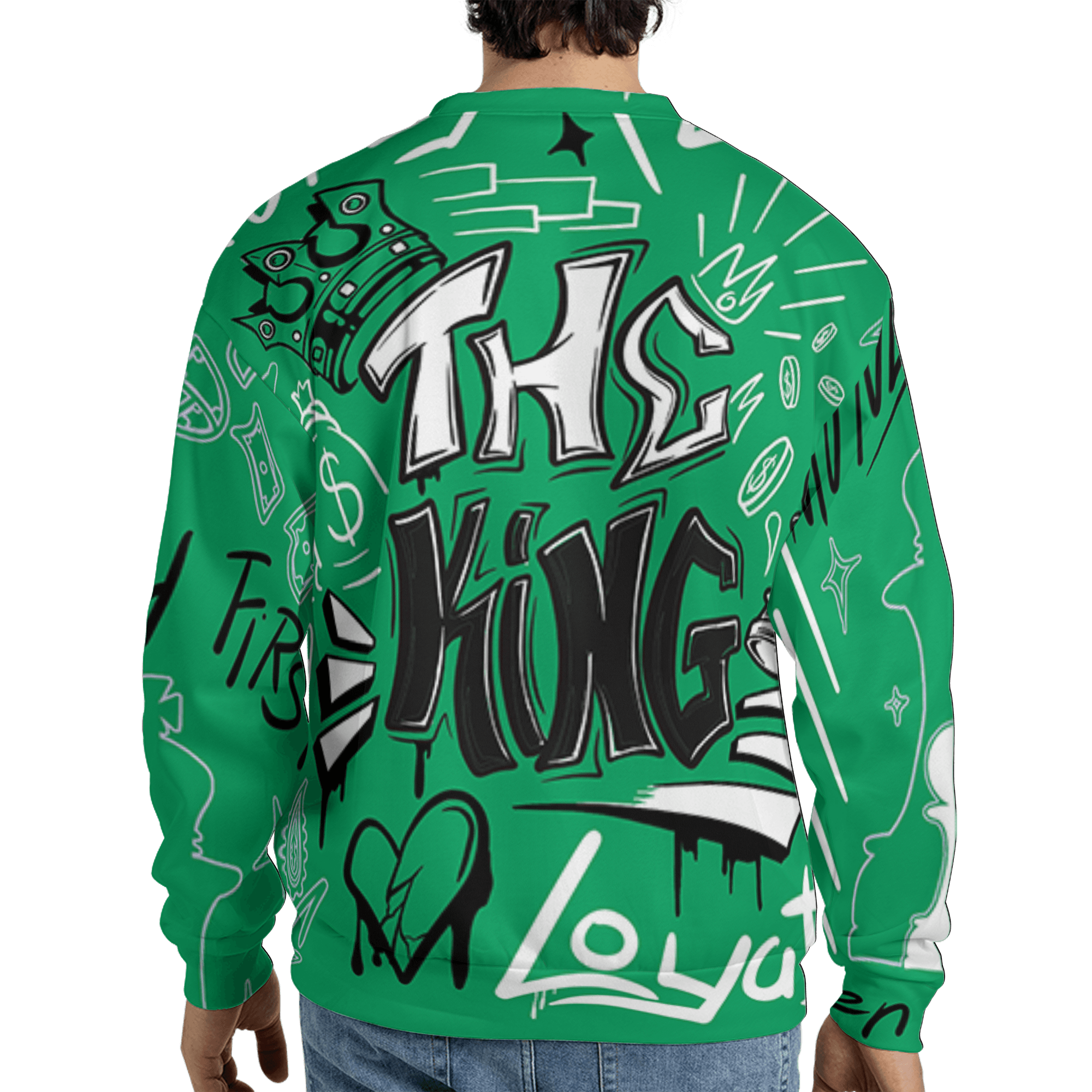 Lucky Green 5s Sweatshirt Match The King 3D All-Over Print Graffiti - NastyJamz
