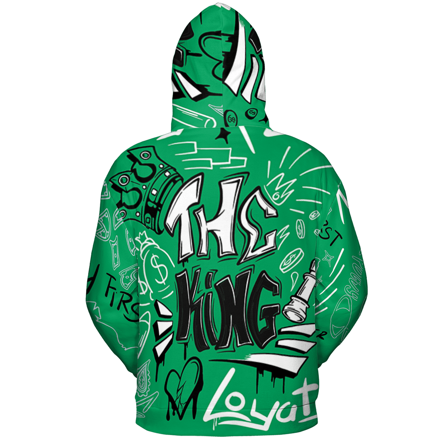 Lucky Green 5s Hoodie Match The King 3D All-Over Print Graffiti - NastyJamz