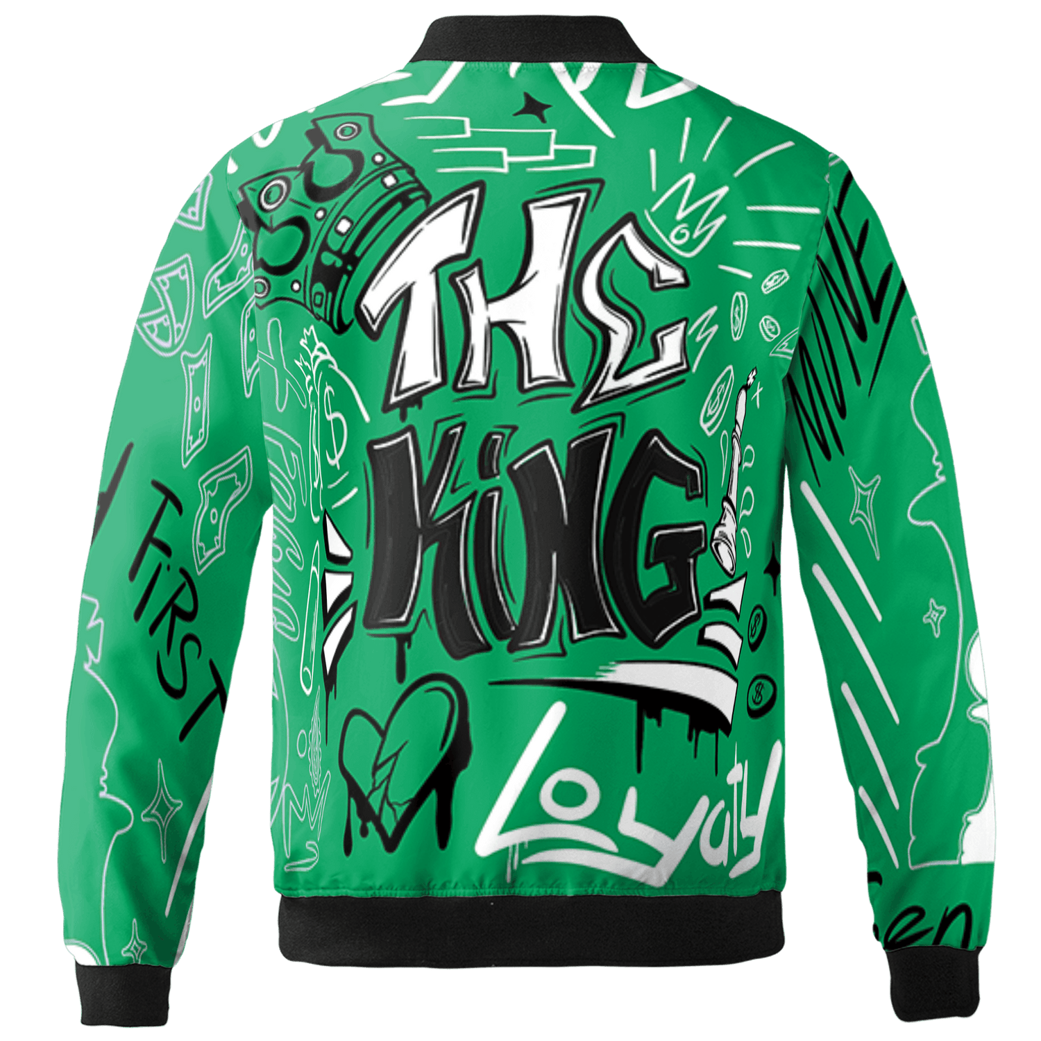 Lucky Green 5s Jacket Match The King 3D All-Over Print Graffiti - NastyJamz