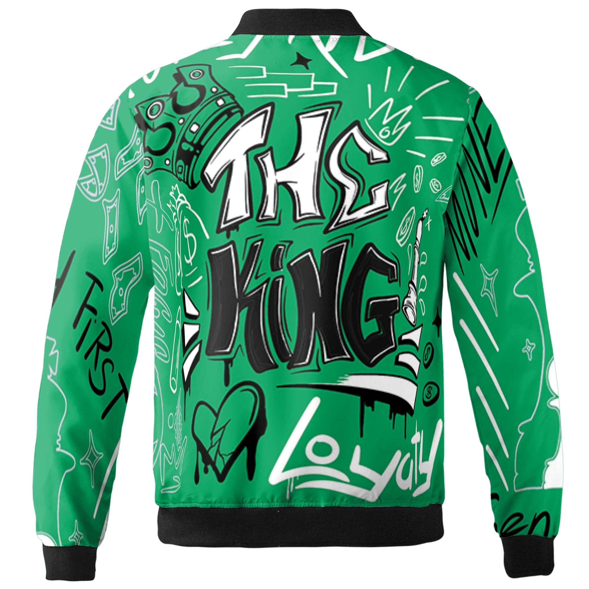 Lucky Green 5s Jacket Match The King 3D All-Over Print Graffiti - NastyJamz