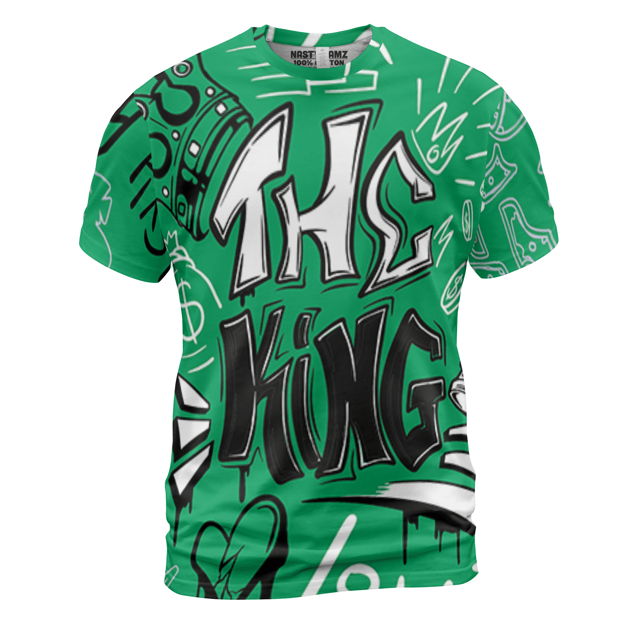 Lucky Green 5s T Shirt Match The King 3D All-Over Print Graffiti - NastyJamz