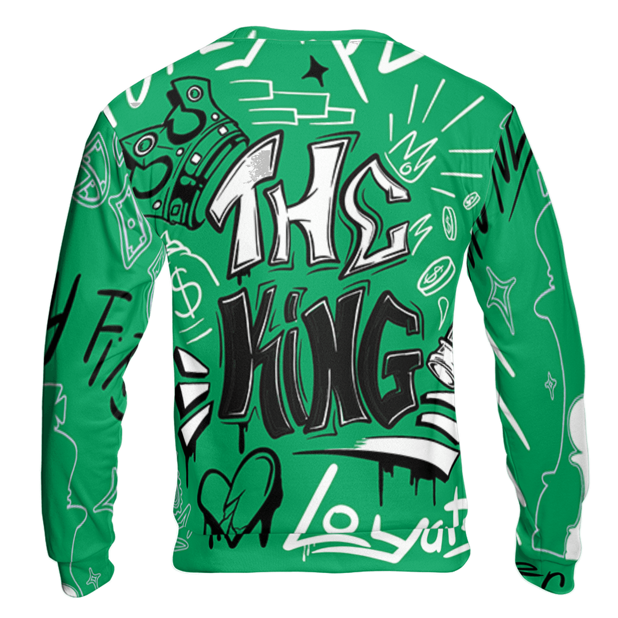 Lucky Green 5s Sweatshirt Match The King 3D All-Over Print Graffiti - NastyJamz