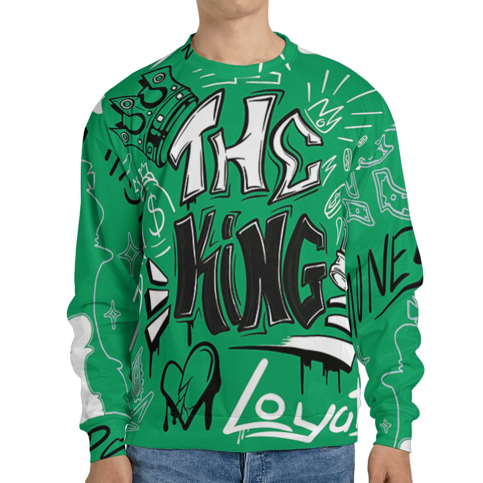 Lucky Green 5s Sweatshirt Match The King 3D All-Over Print Graffiti - NastyJamz