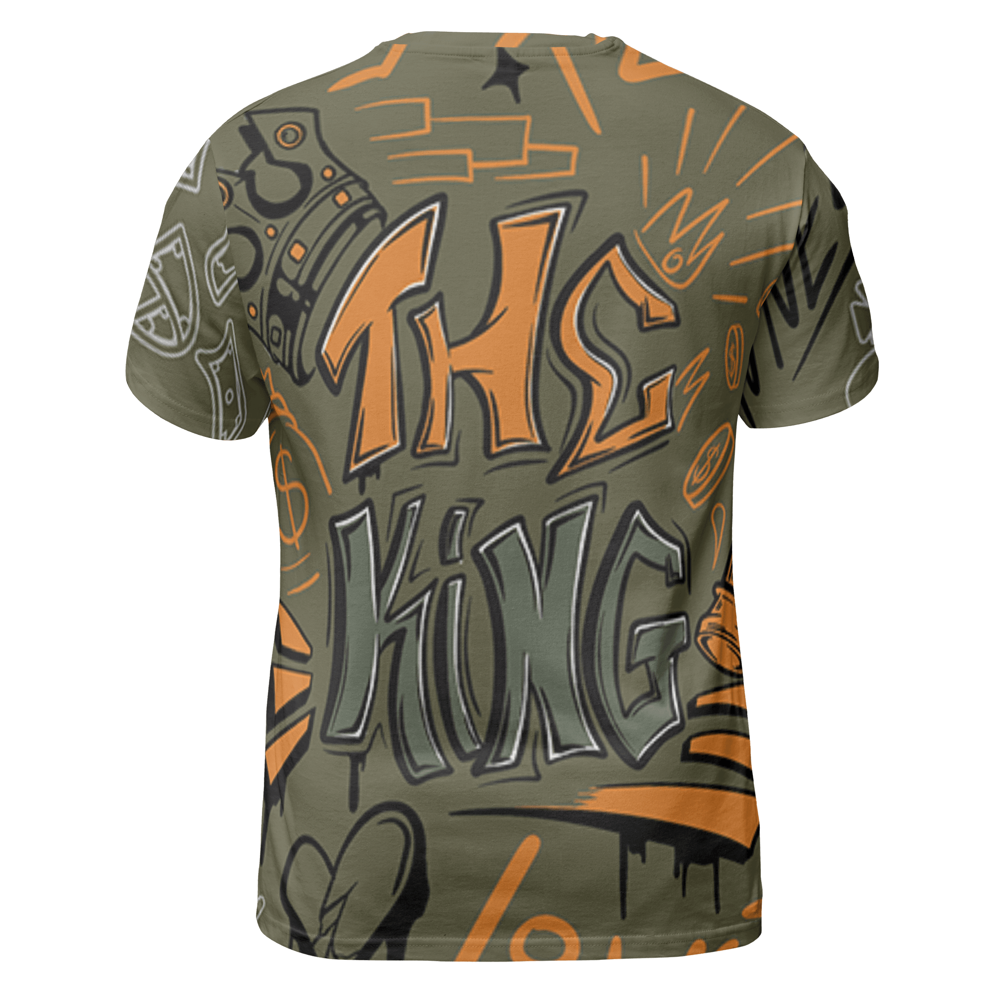 Olive 5s T Shirt Match The King 3D All-Over Print Graffiti - NastyJamz