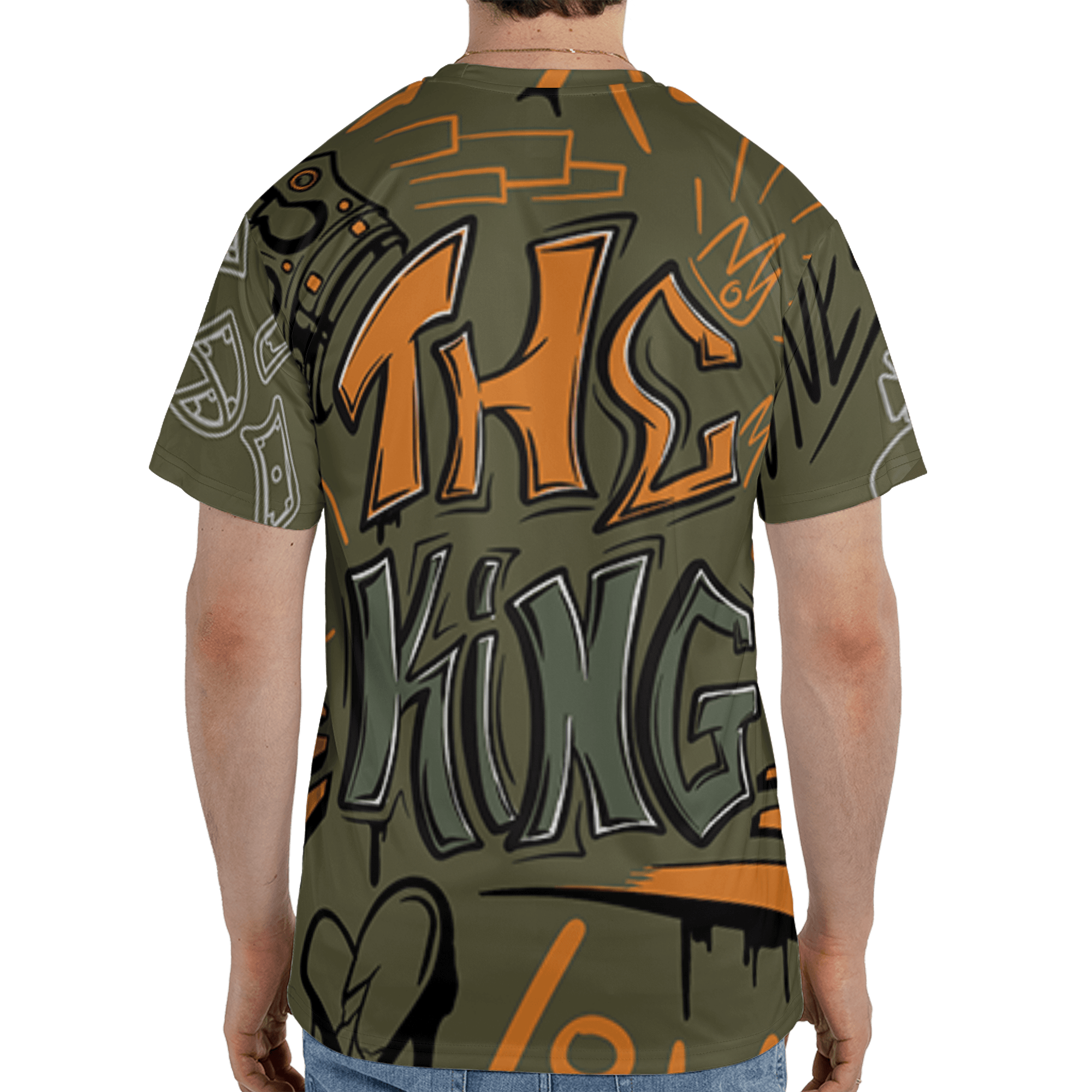 Olive 5s T Shirt Match The King 3D All-Over Print Graffiti - NastyJamz