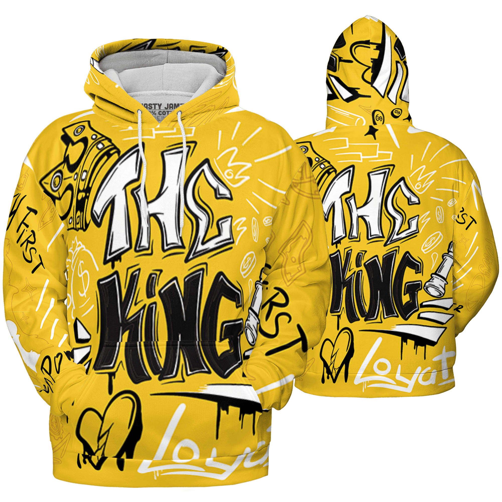 Yellow Ochre 6s Hoodie Match The King 3D All-Over Print Graffiti - NastyJamz